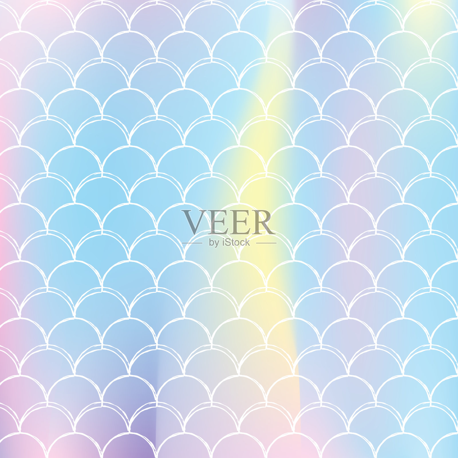 全息美人鱼背景与梯度尺度。插画图片素材