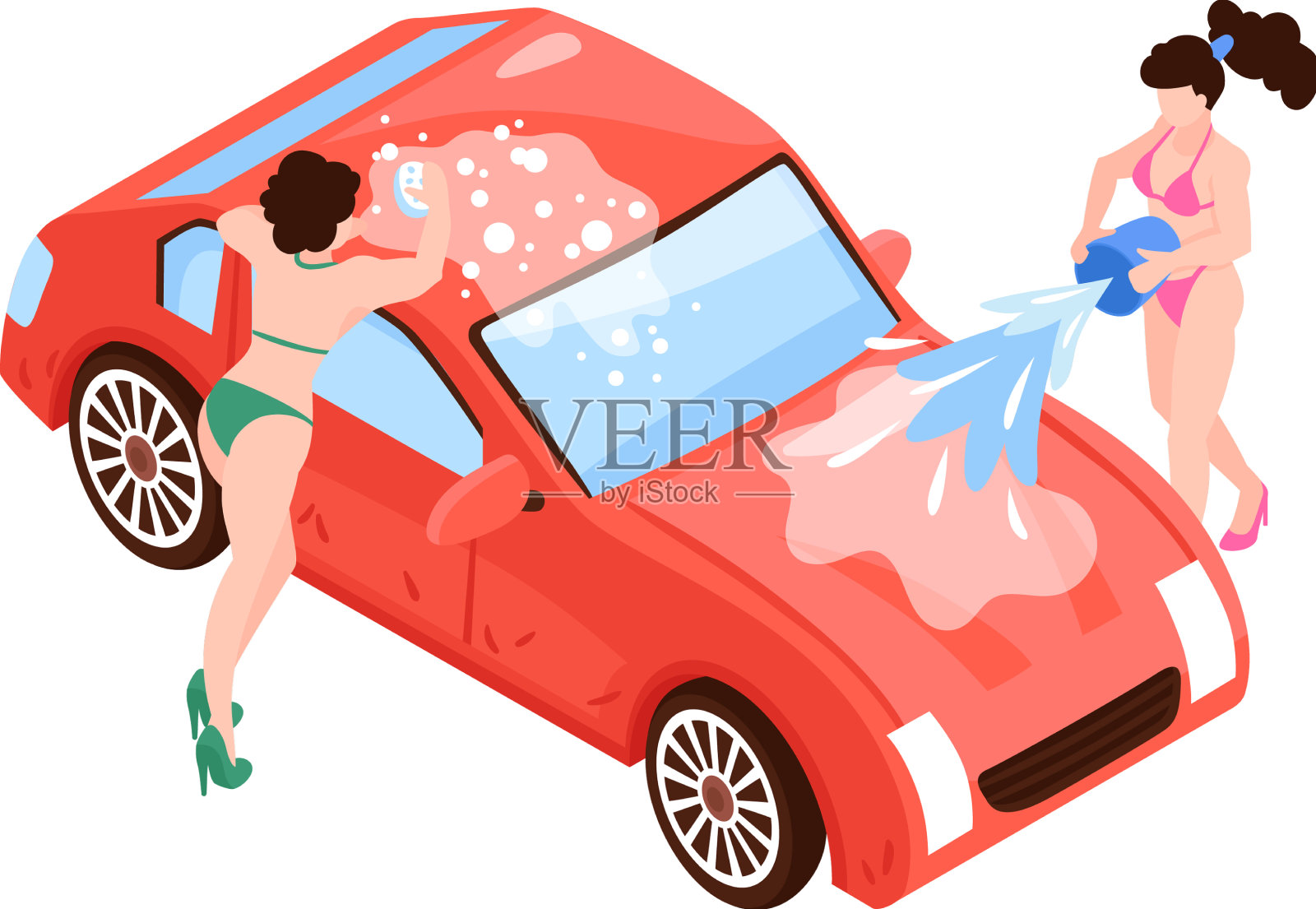 洗车模型组成设计元素图片