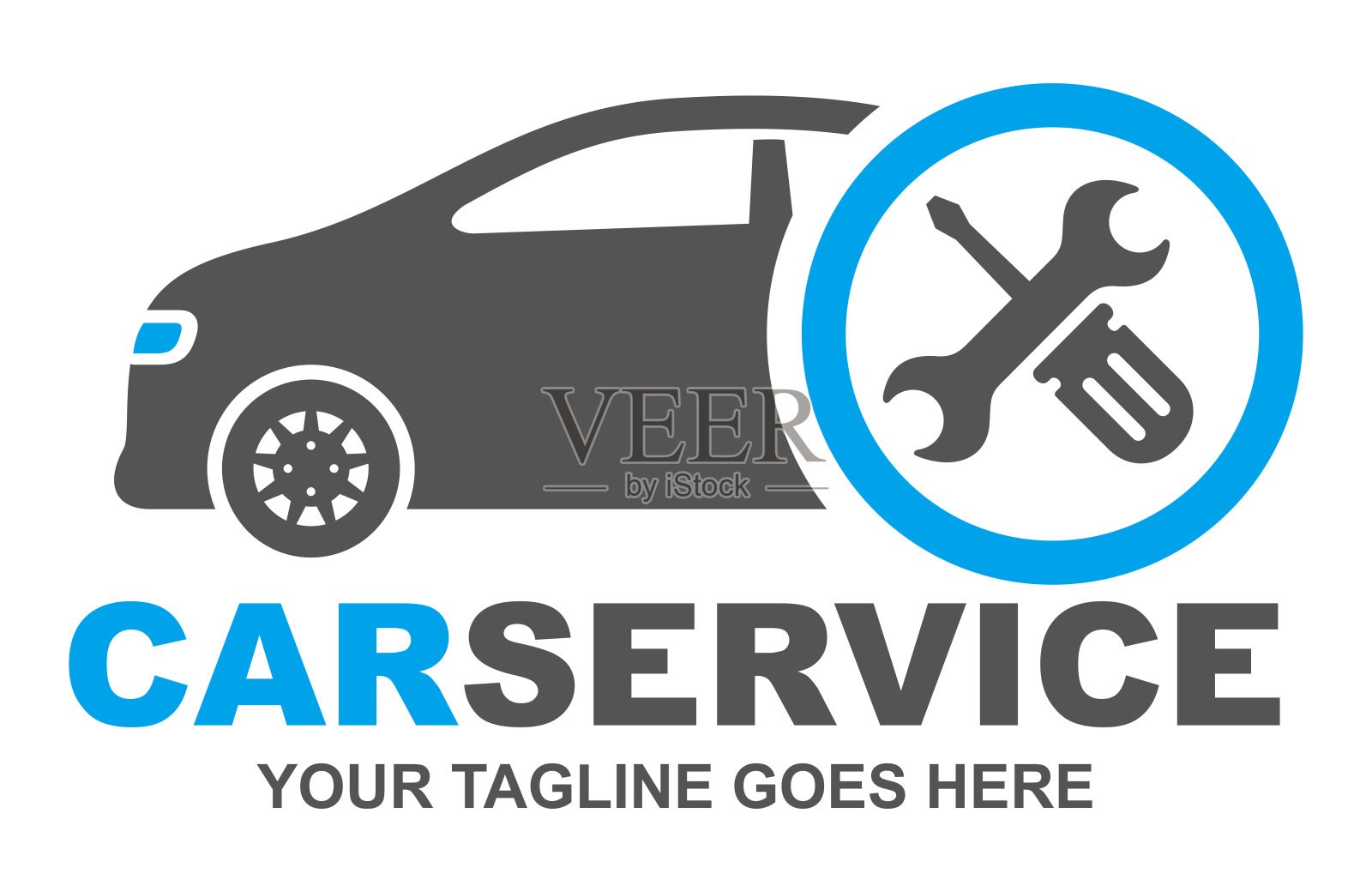 汽车维修标志设计矢量插图。汽车服务标志插画图片素材