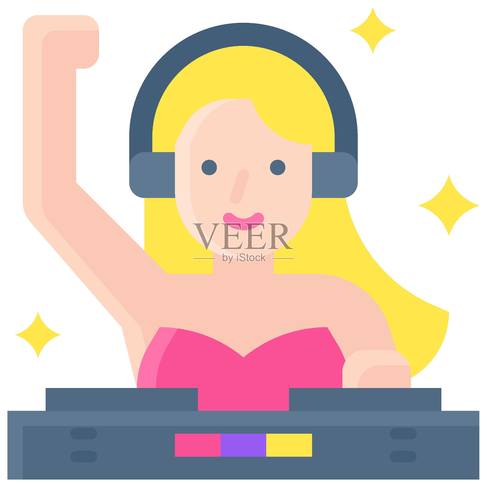 Dj女孩偶像,新年相关矢量插画图片素材