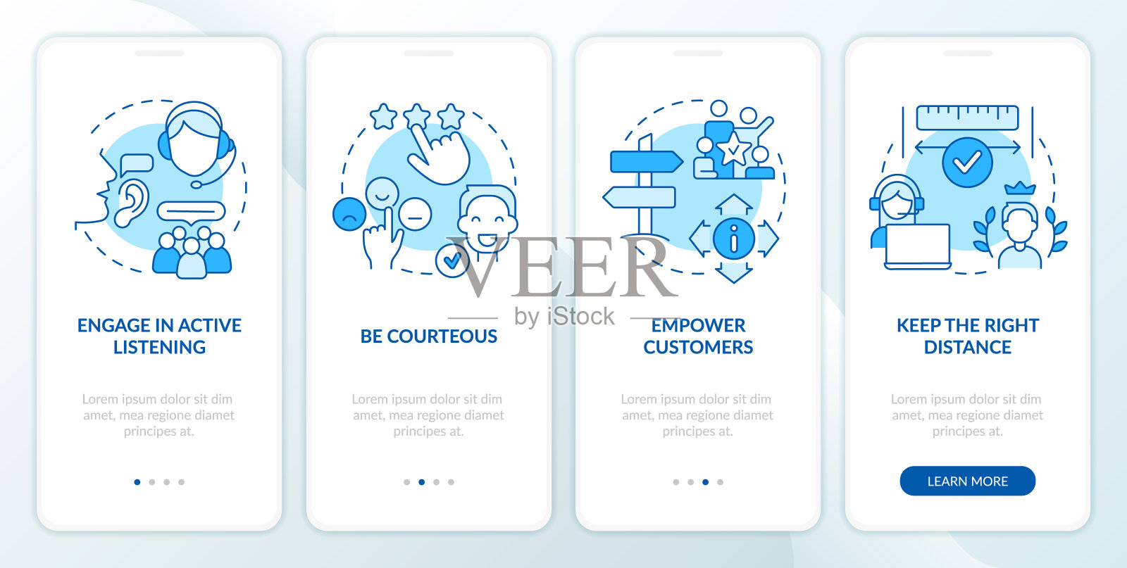 呼叫中心客服工作蓝色上岗手机app屏幕设计模板素材