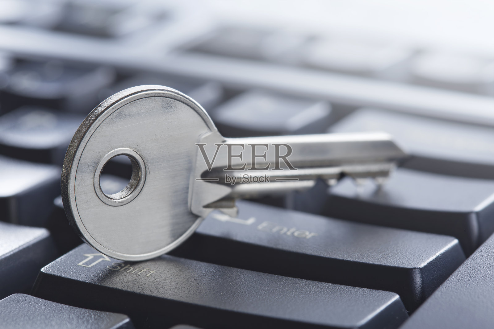 保护个人资料和金钱,电脑键盘上的按键。照片摄影图片