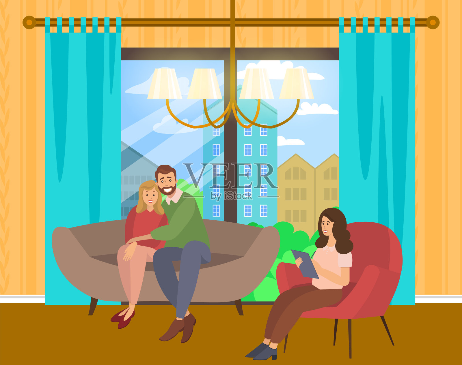 医生提供家庭心理方面的建议。恋爱中的人向心理学家咨询插画图片素材