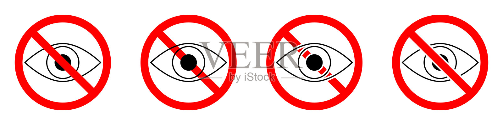 禁止的标志。禁止看图标。矢量图设计元素图片
