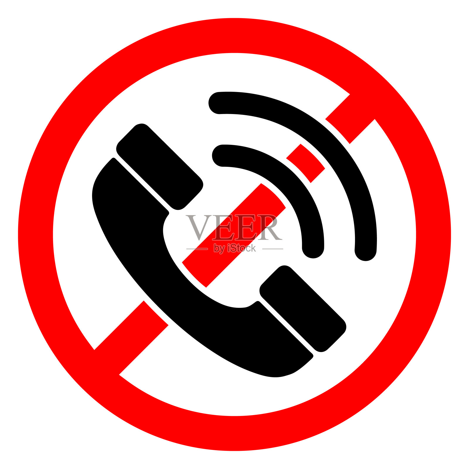 停止电话信号。没有电话。禁止使用手机信号。矢量插图。插画图片素材