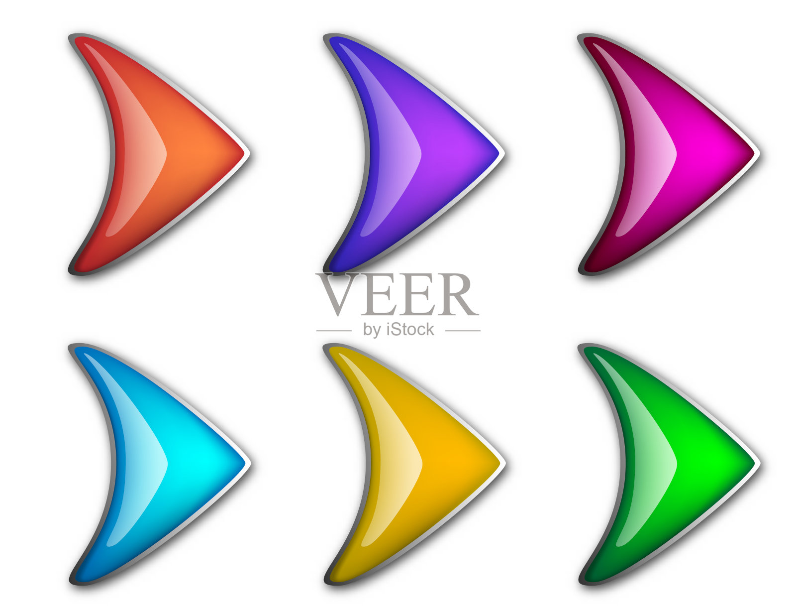 一套光滑的箭头。抽象矢量箭头孤立。插画图片素材