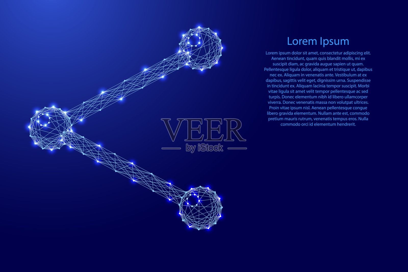 分享发送媒体帖子交换标识,数据信息分享,来自未来感的多边形蓝线和发光的星星插画图片素材