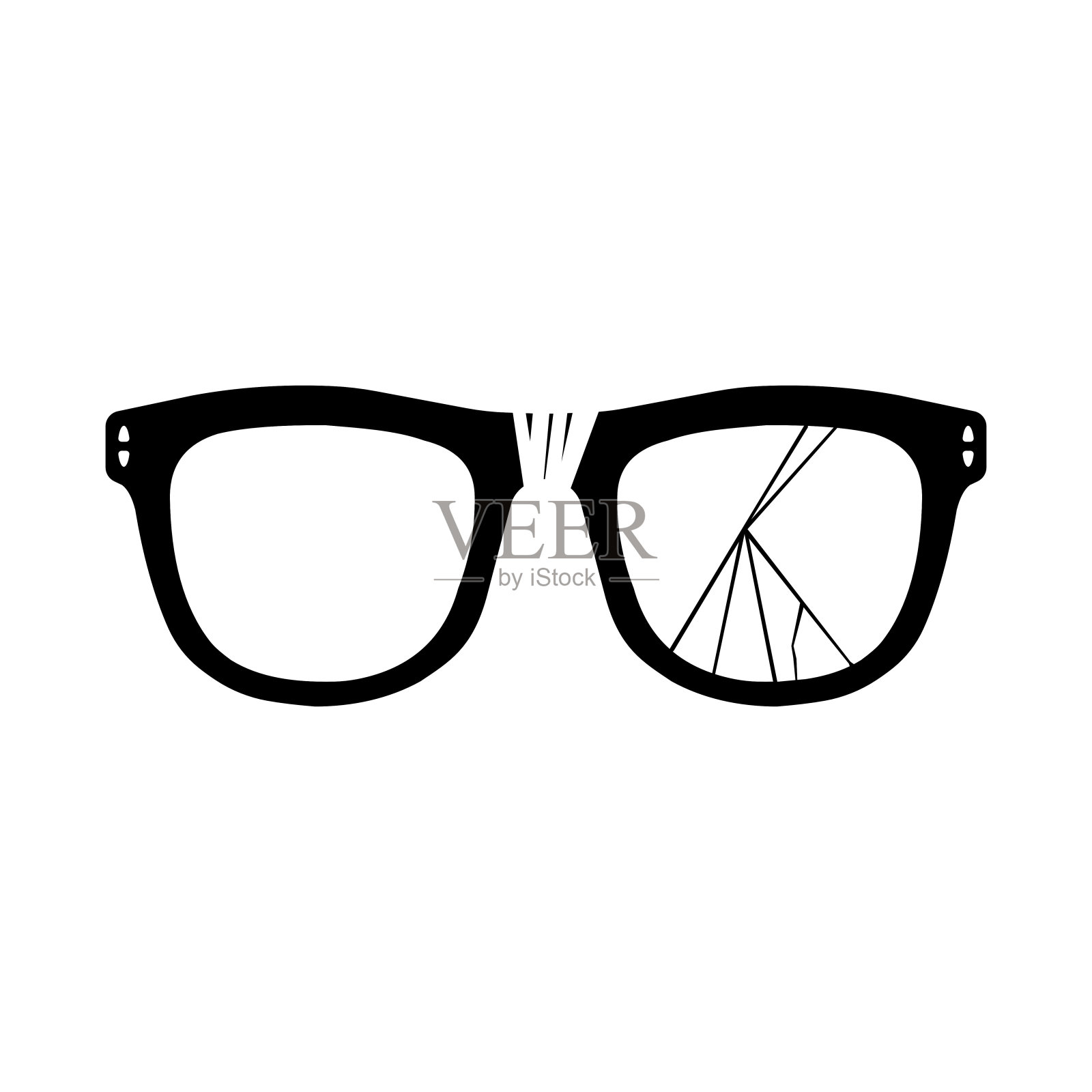 破碎的眼镜-矢量插图黑色剪影设计标志插画图片素材