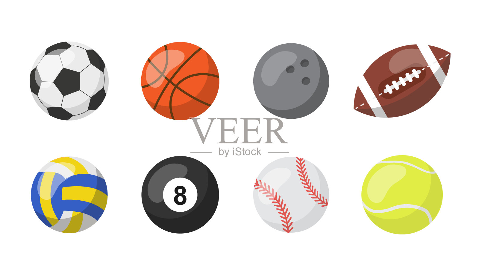 运动球孤立在白色背景上。运动装备包。插画图片素材