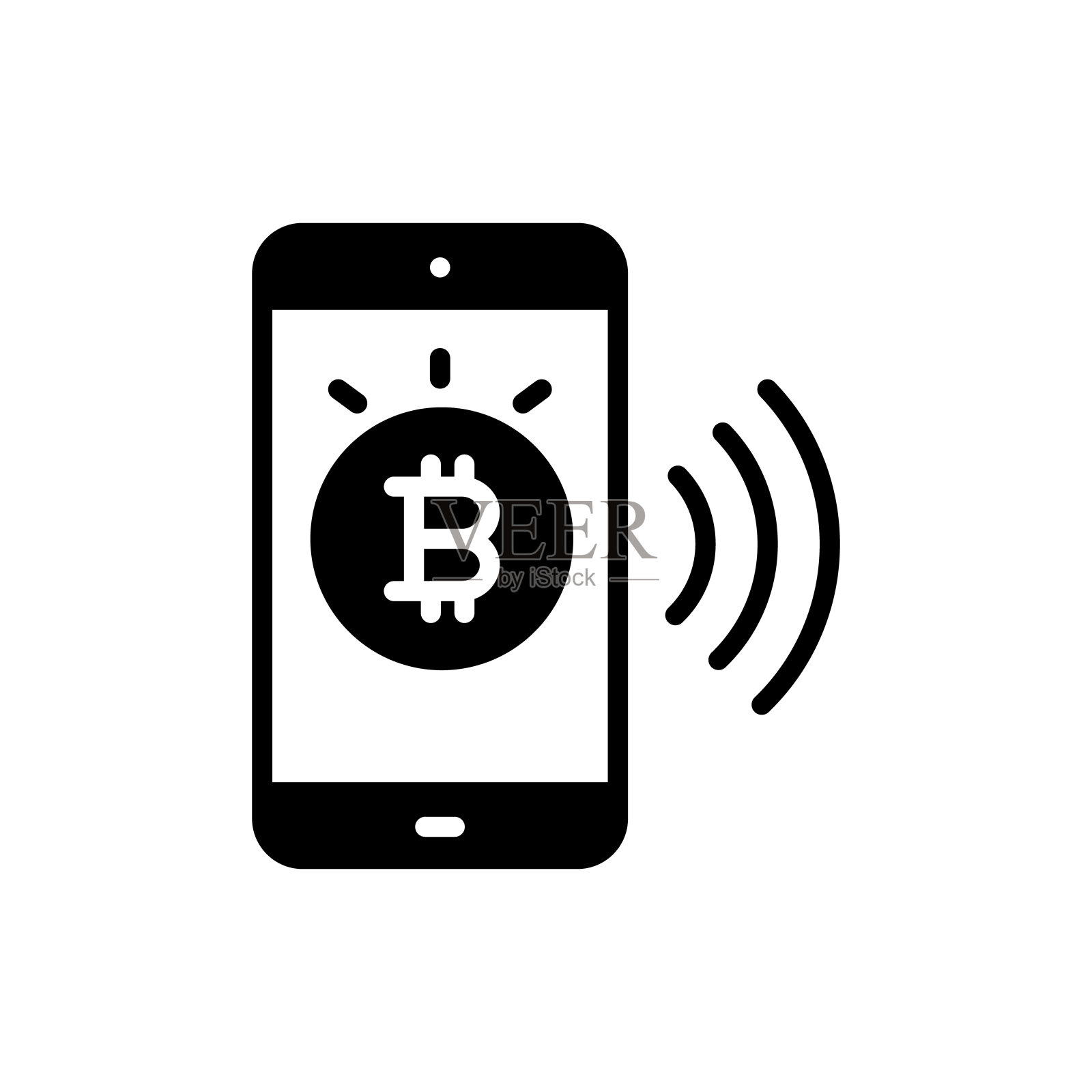 用矢量比特币图标支付。标识插画图片素材