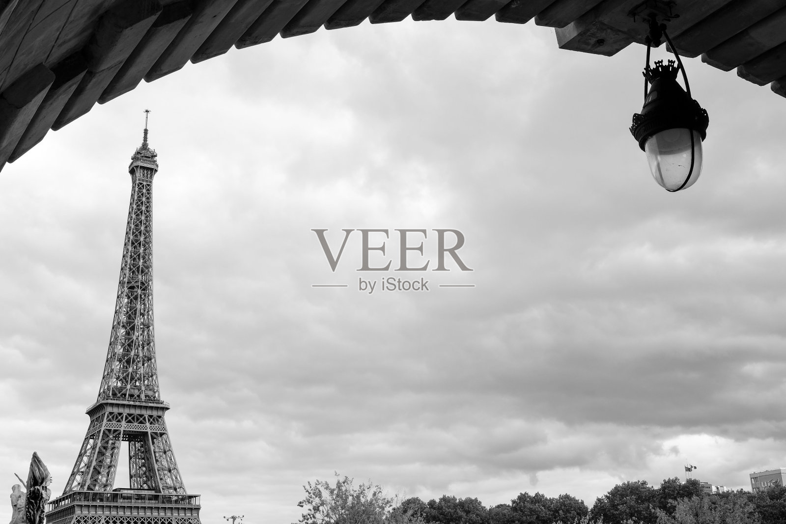 法国巴黎埃菲尔铁塔的单色照片照片摄影图片