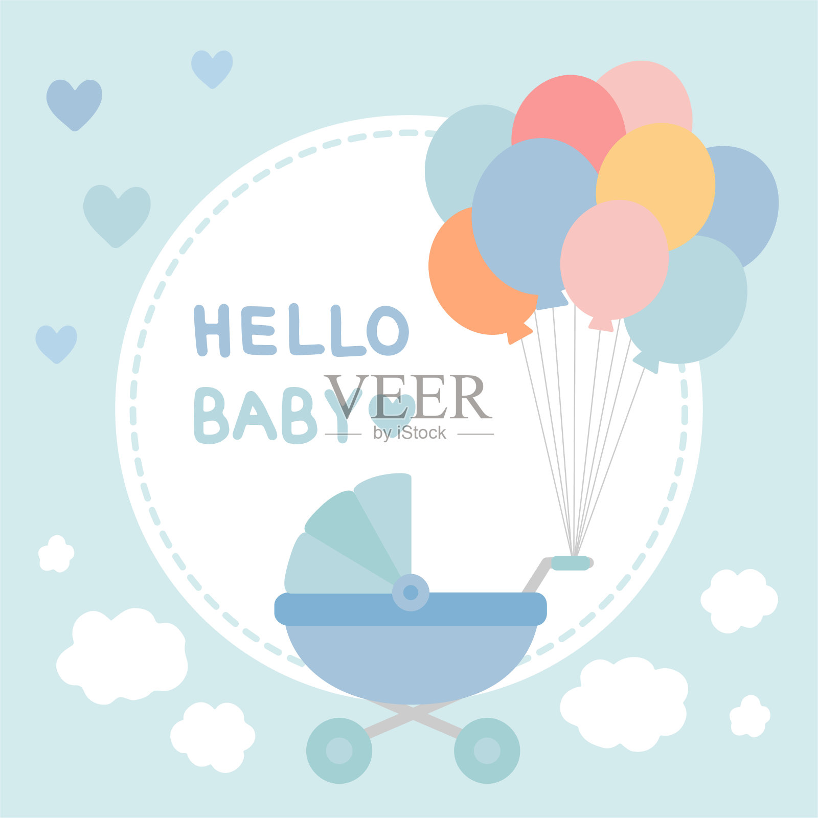 新生儿派对和生日派对的邀请卡。矢量插图。插画图片素材