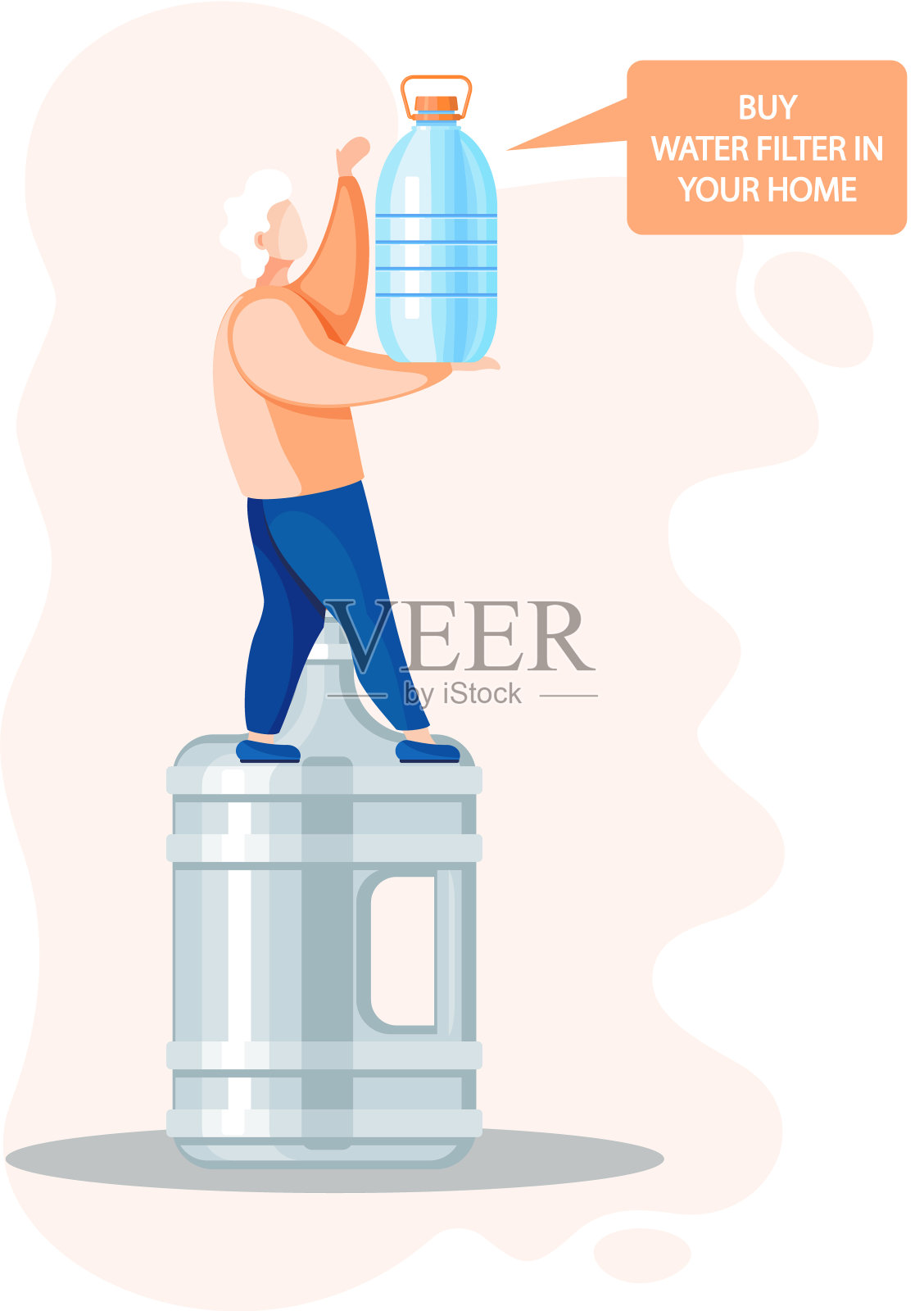 购买厨房用水家用过滤器,用于清洗自来水中的机械不溶颗粒插画图片素材