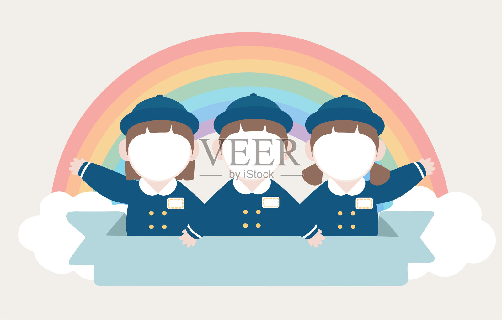 幼儿园儿童统一字符矢量插图。插画图片素材