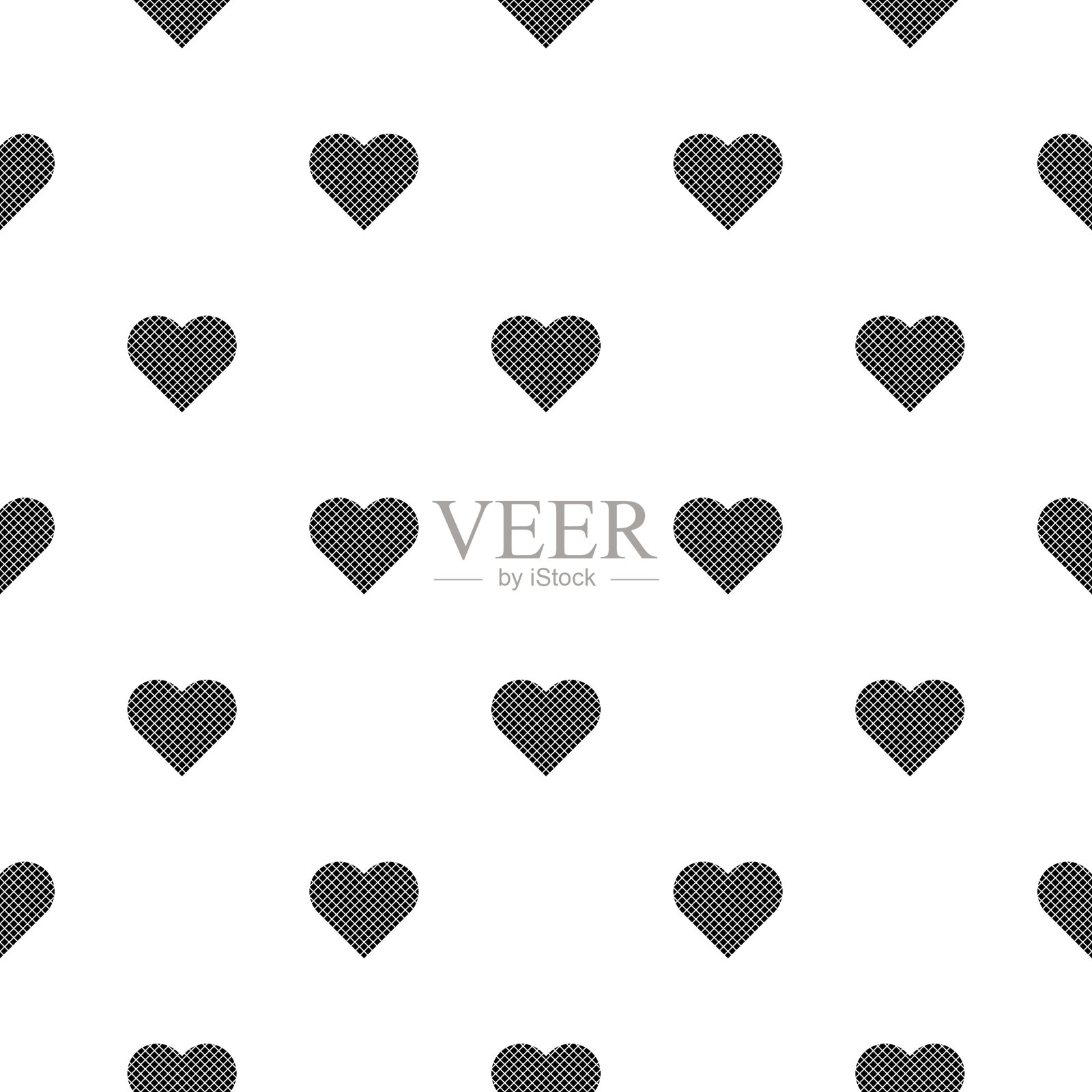 爱心图标插图矢量无缝模式背景。插画图片素材