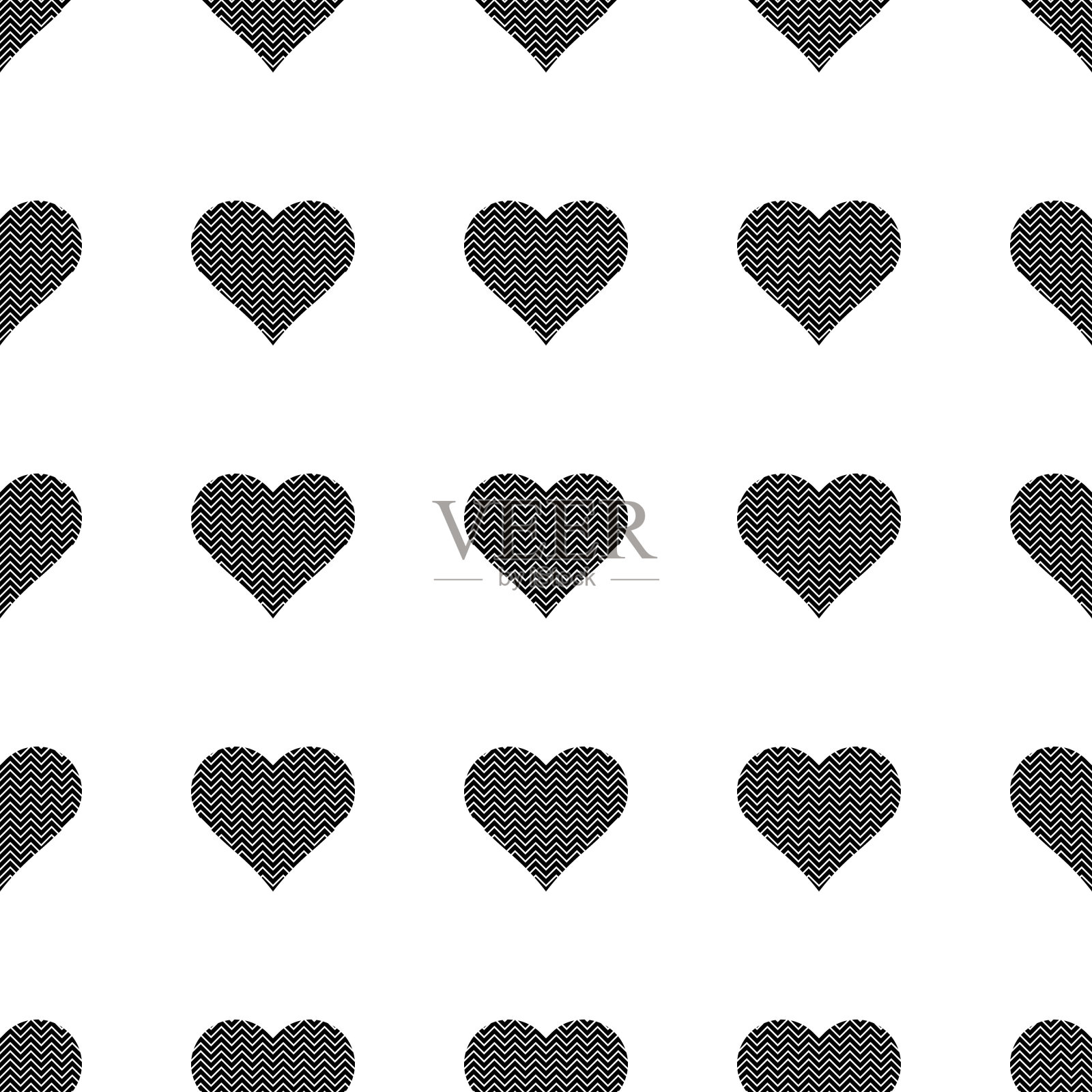 爱心图标插图矢量无缝模式背景。插画图片素材