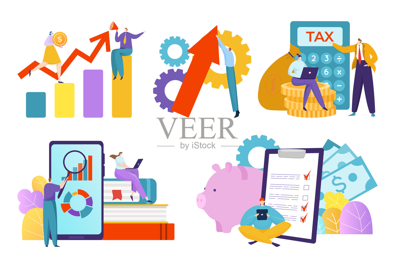 集团企业财务团队合作理念插画图片素材