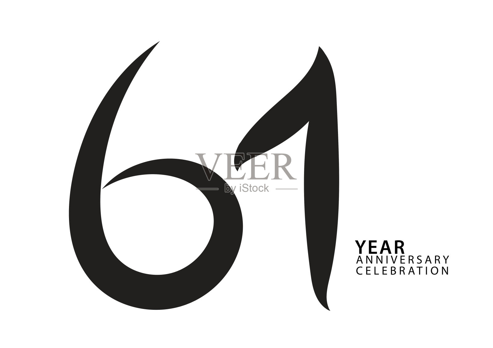 61周年庆典黑色彩色logo矢量,61号数字设计,61岁生日邀请函,logo数字设计矢量插图,图形元素,书法字体,排版logo插画图片素材