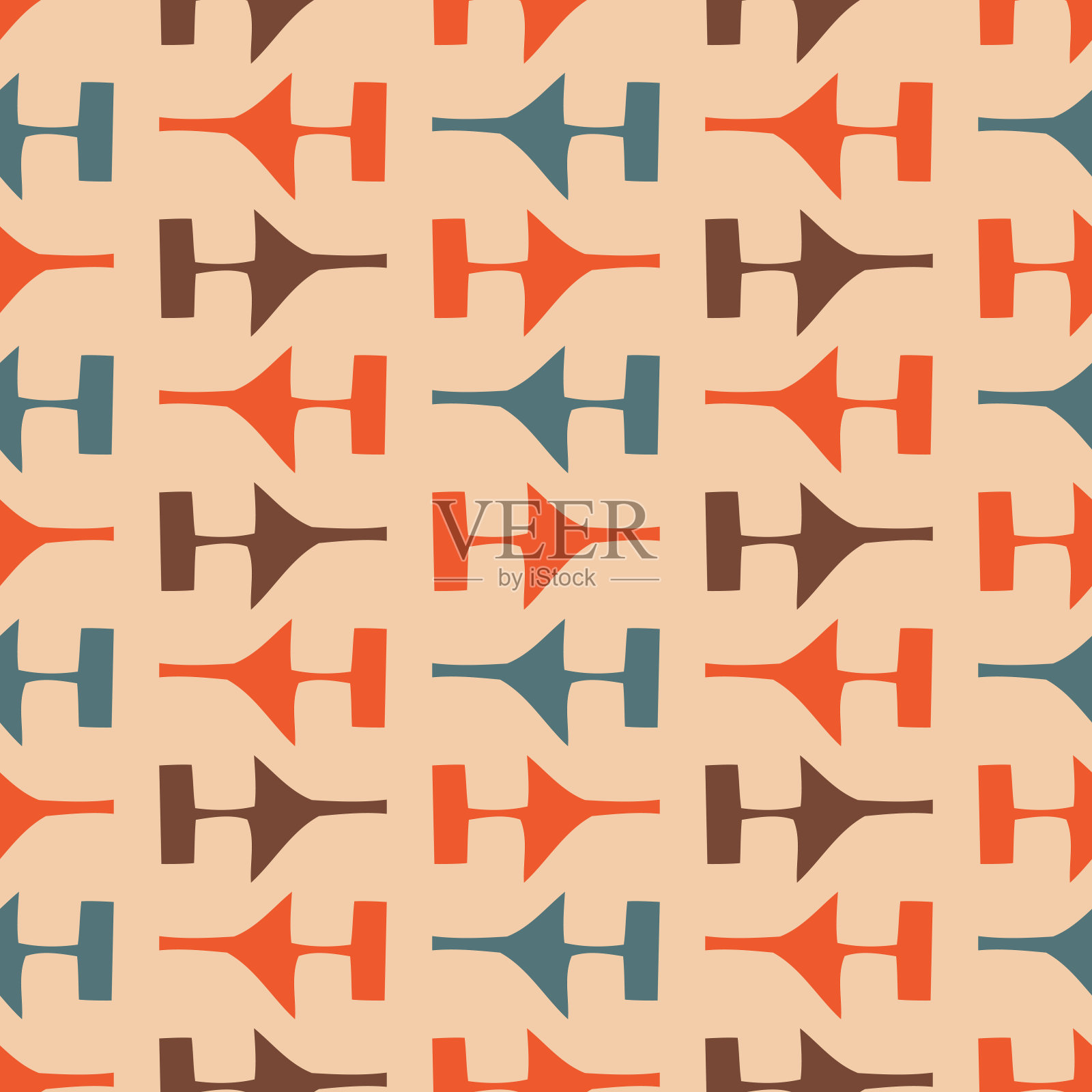 无缝图案与几何装饰。复古的抽象插图。插画图片素材