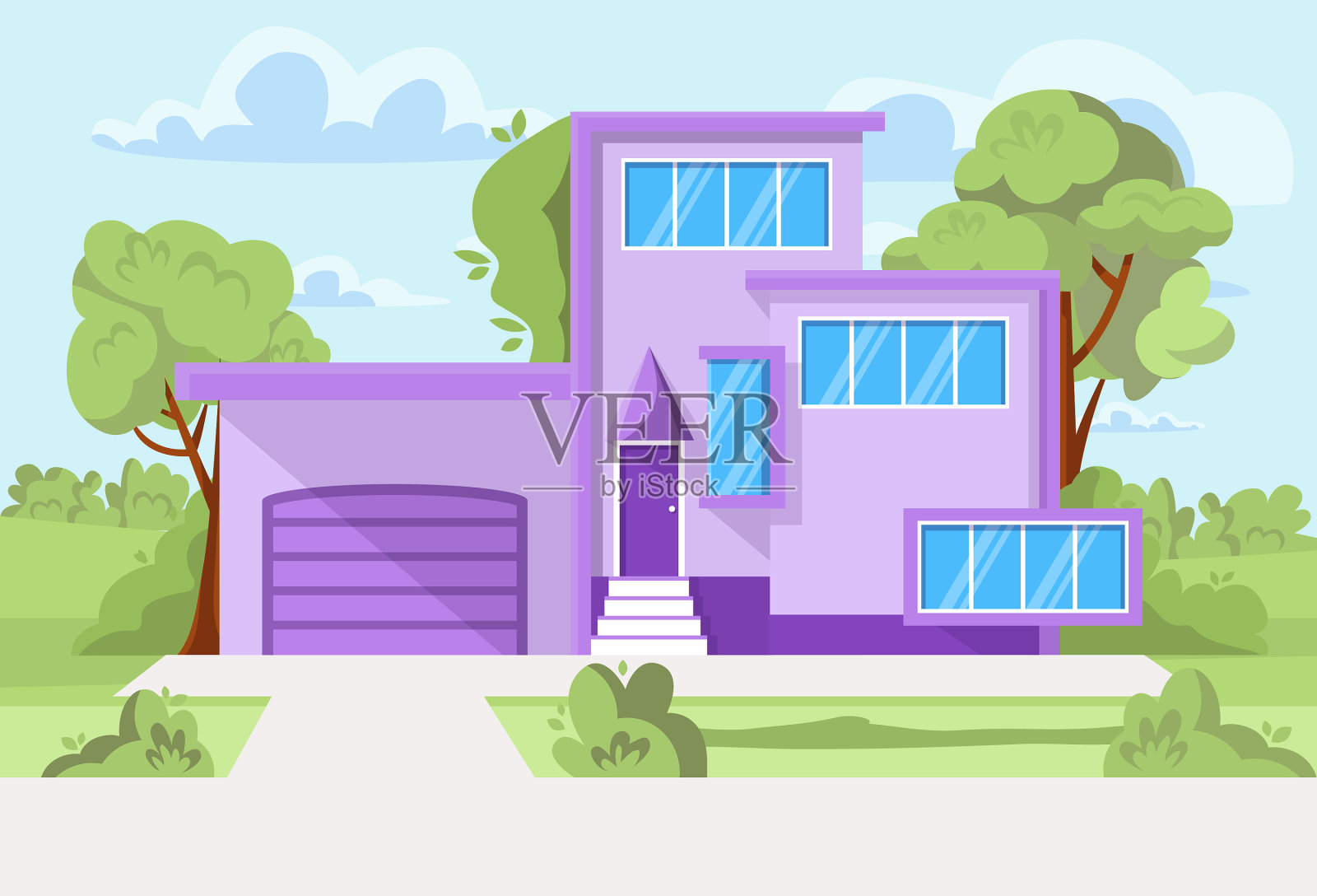 房地产概念建筑私人住宅插画图片素材