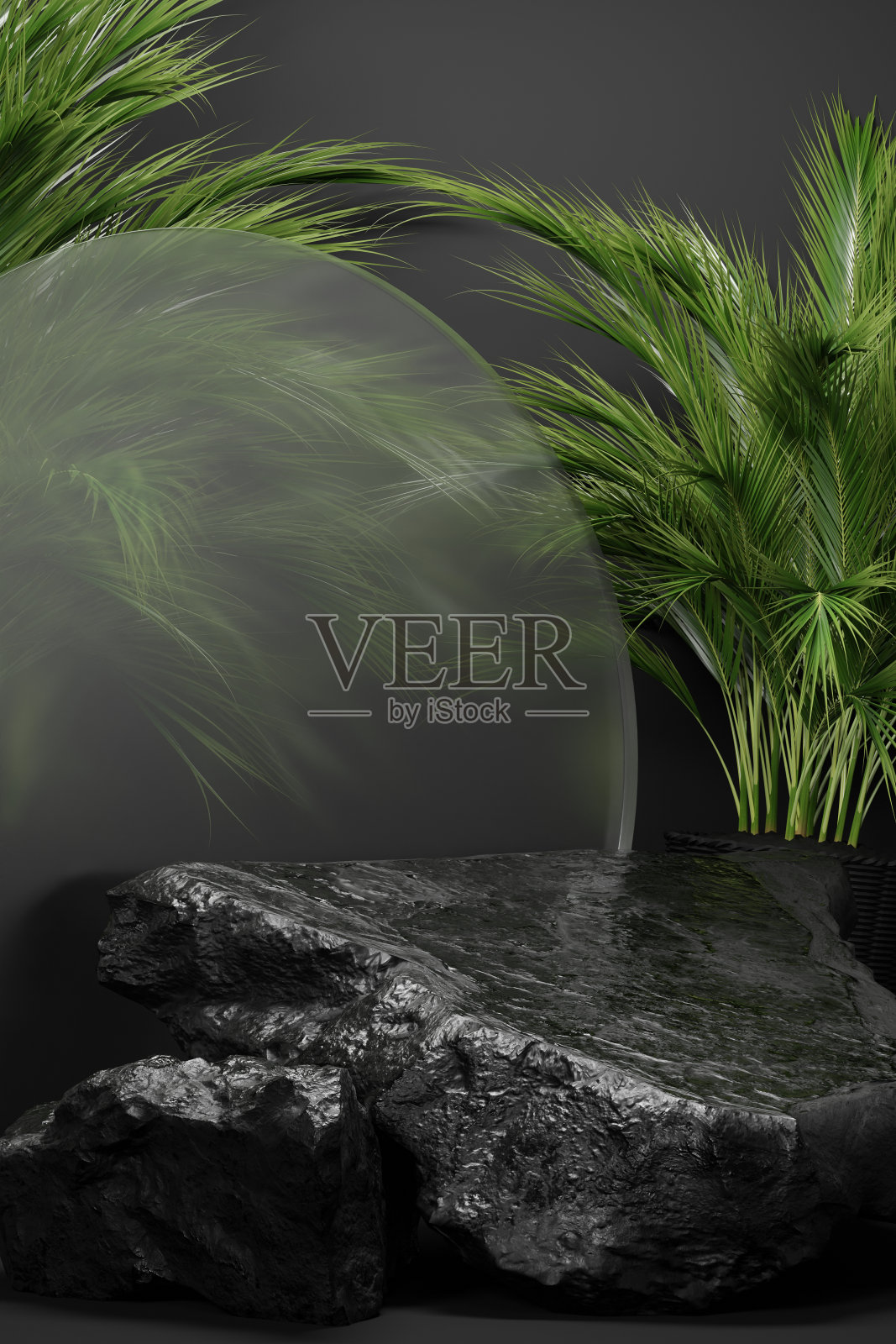 岩石石讲台空白产品货架站立背景。照片摄影图片