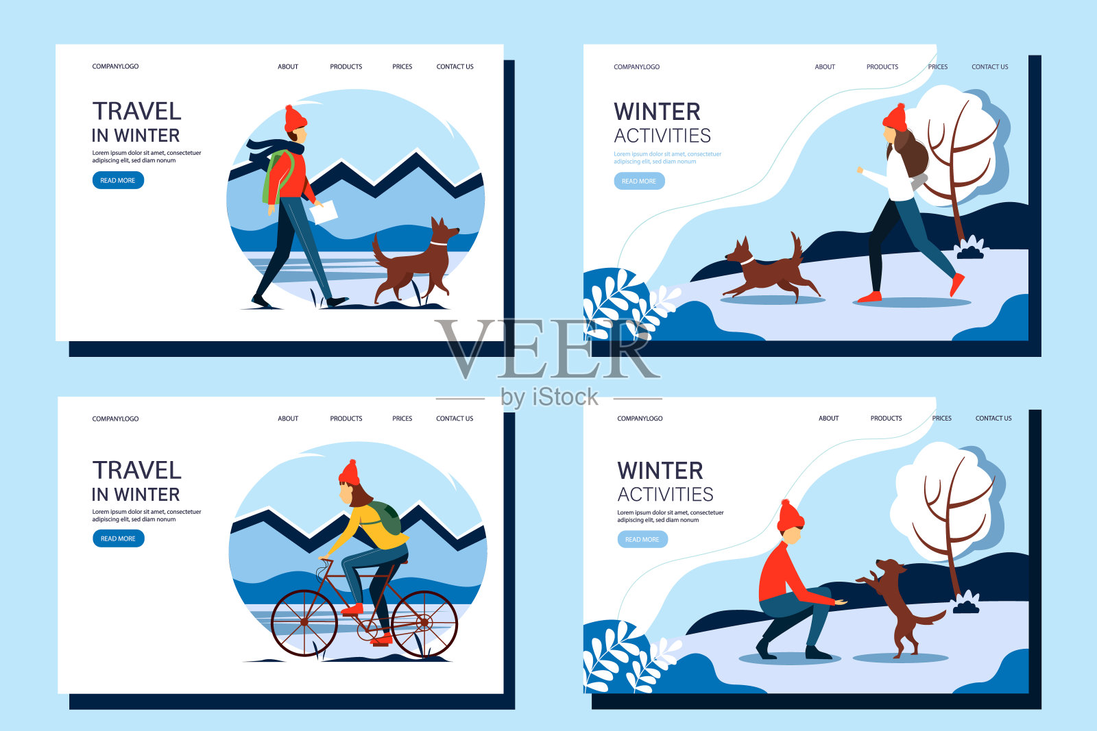 冬季活动网页横幅。积极健康的生活方式。插画图片素材