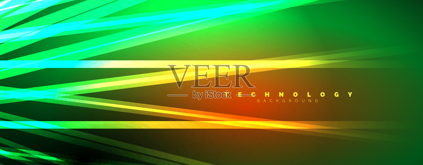 霓虹灯闪闪发光抽象线条光束插画图片素材