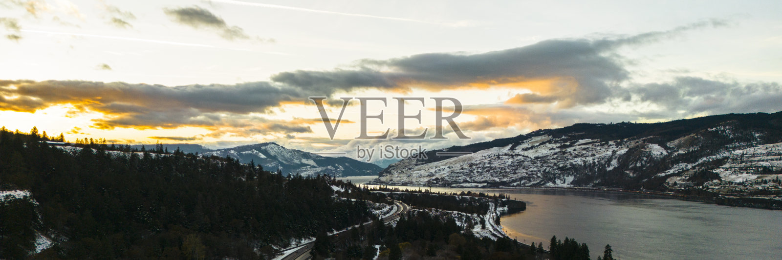 波特兰的日落哥伦比亚河峡谷照片摄影图片