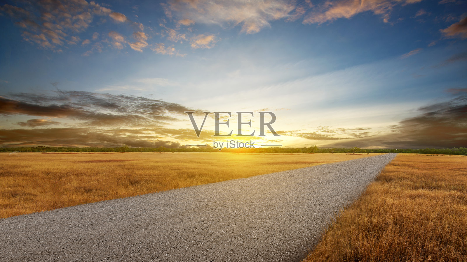 柏油路,绿草如茵照片摄影图片