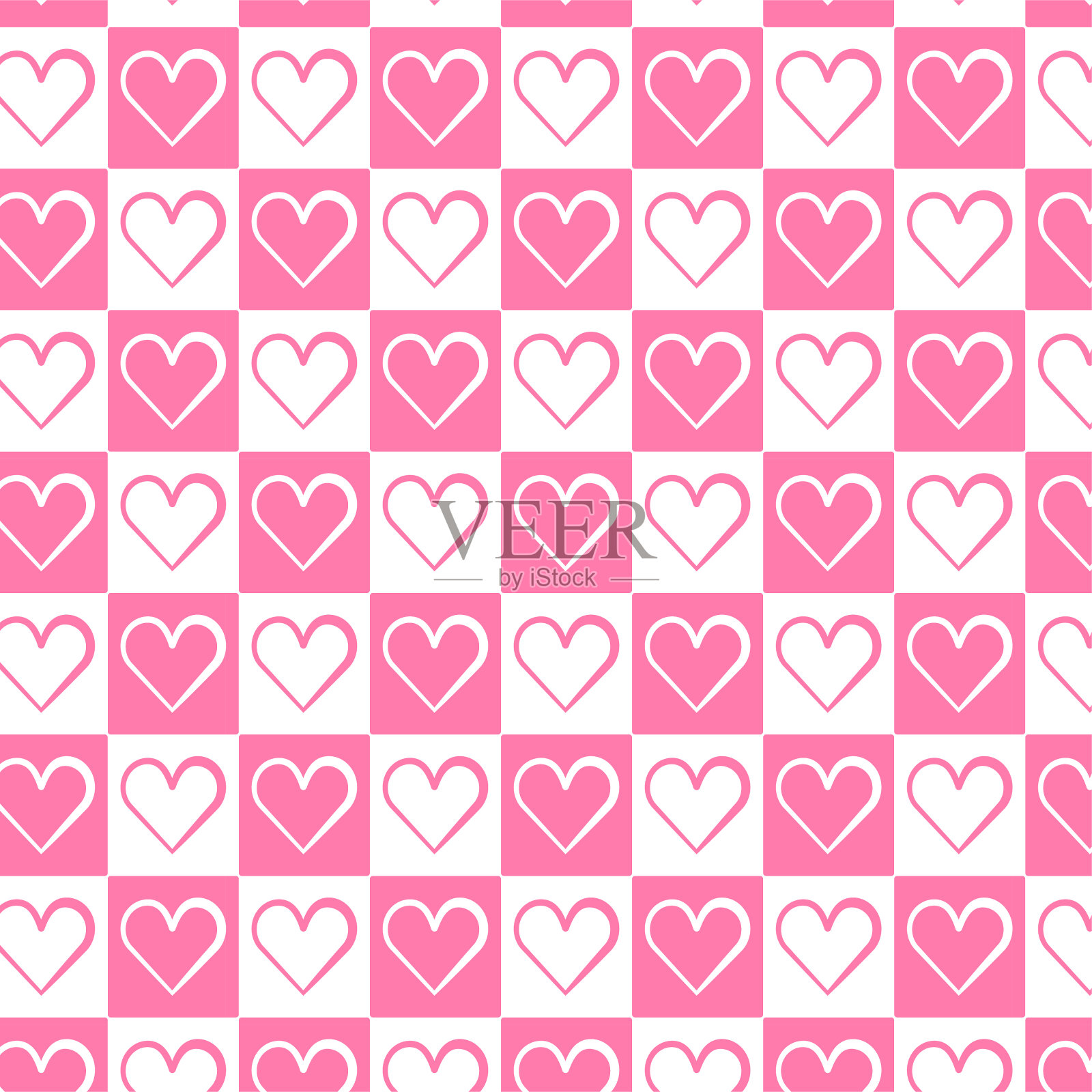 白色背景上的爱心无缝手绘矢量图案。抽象的粉彩色纹理。用于织物的包装纸。插画图片素材