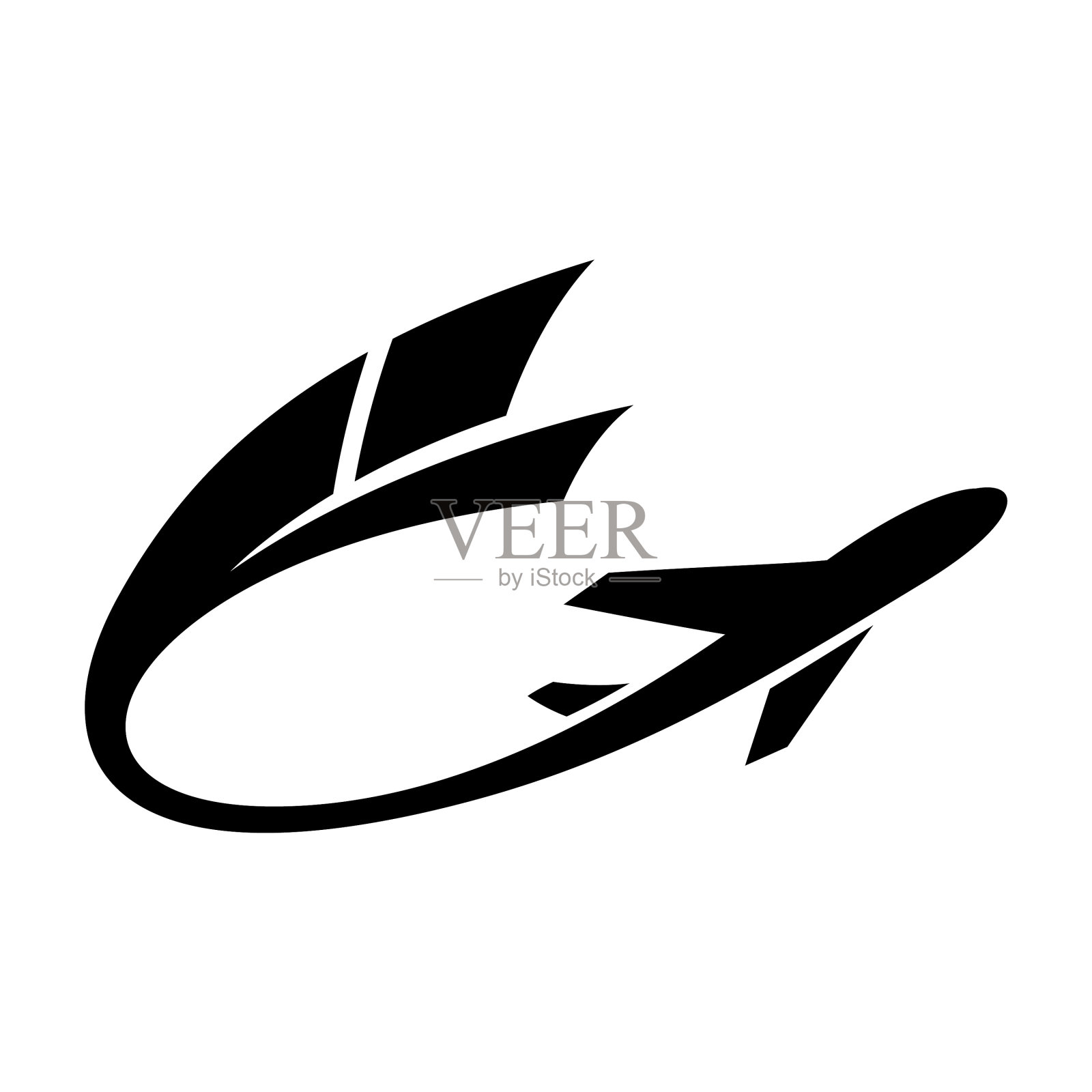 有长长的黑色尾巴的飞机图标素材