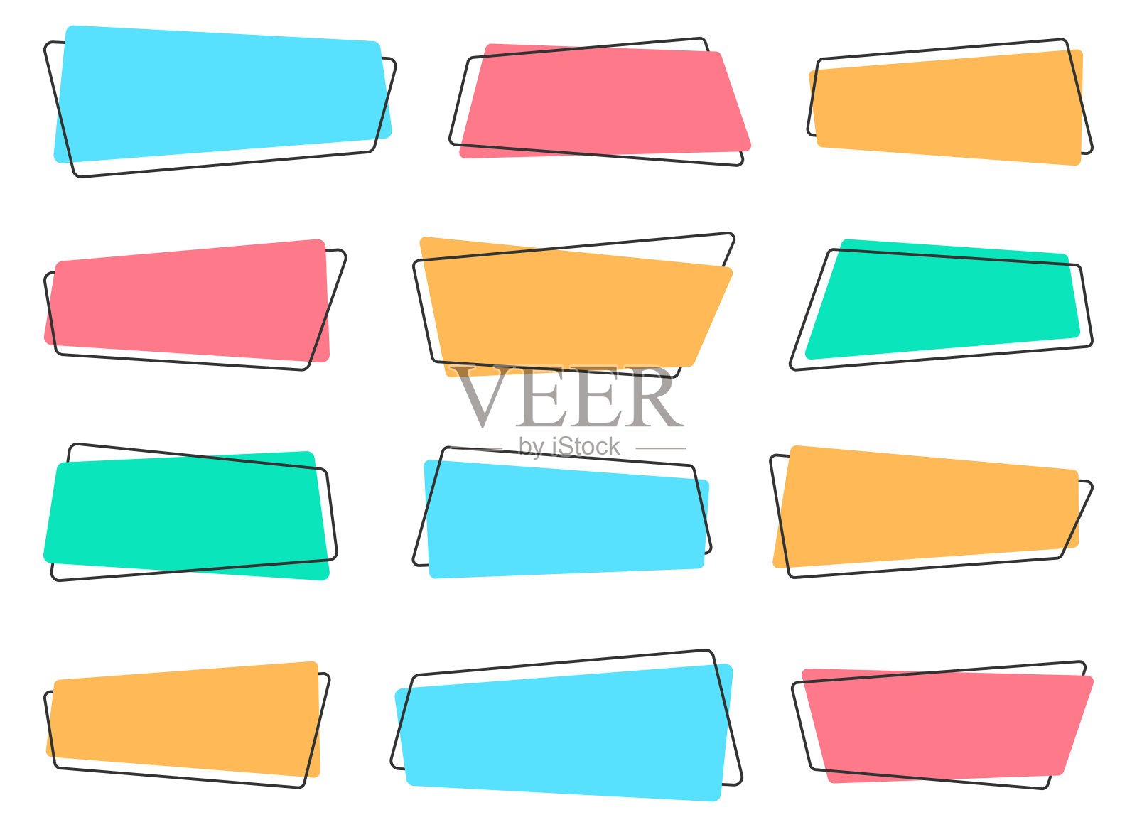 平面风格矢量插图中的几何彩色横幅孤立在白色上插画图片素材