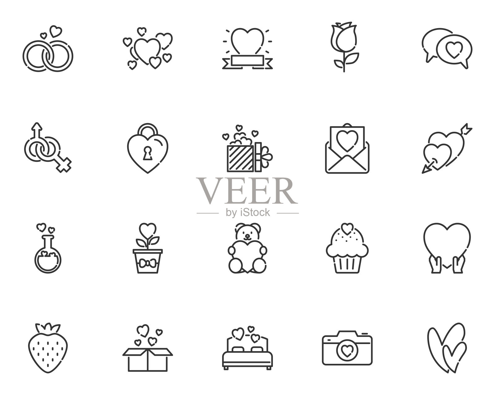 一套情人节图标,爱,心,婚礼图标素材