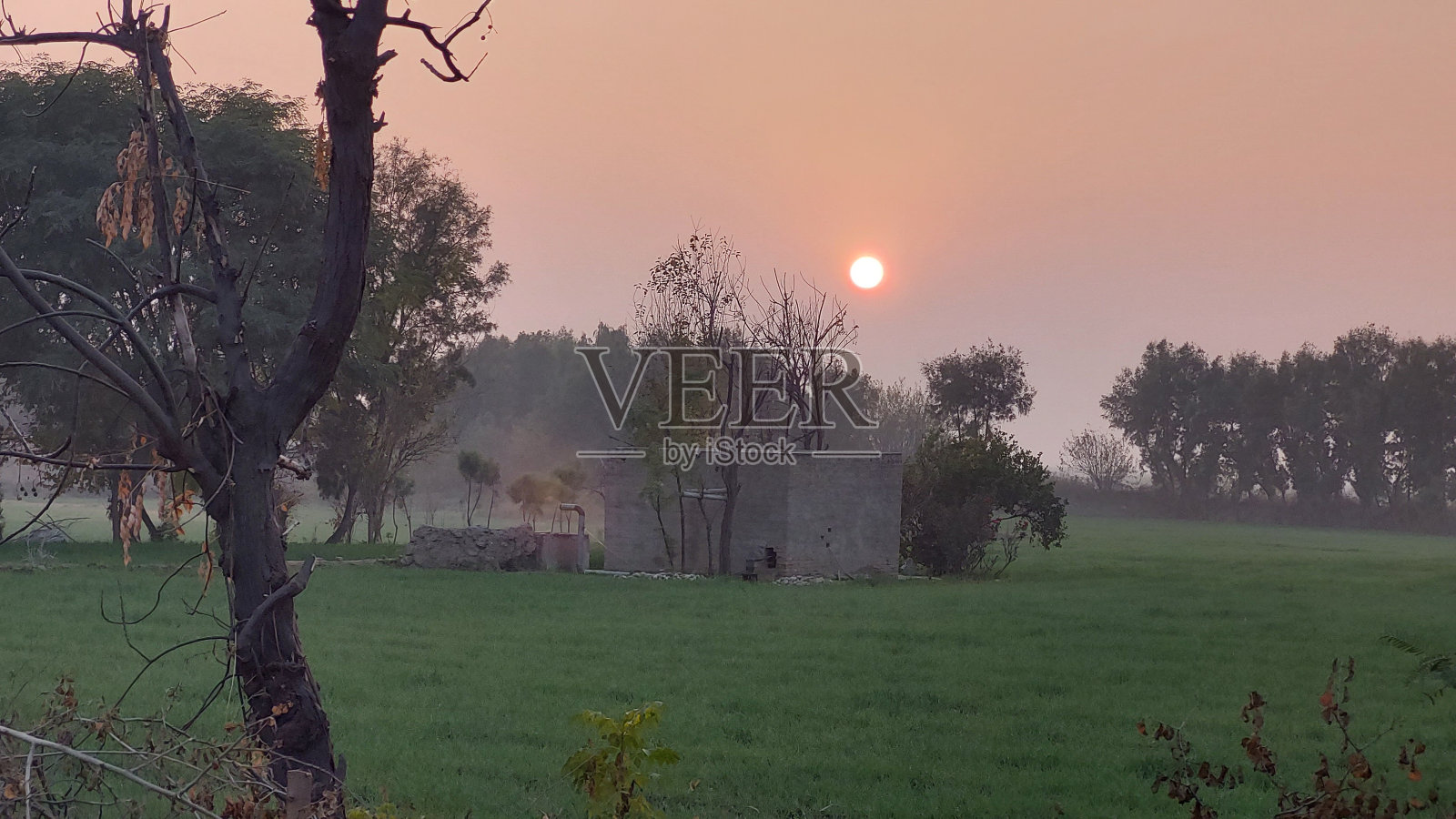 巴基斯坦村庄的日落美景照片摄影图片
