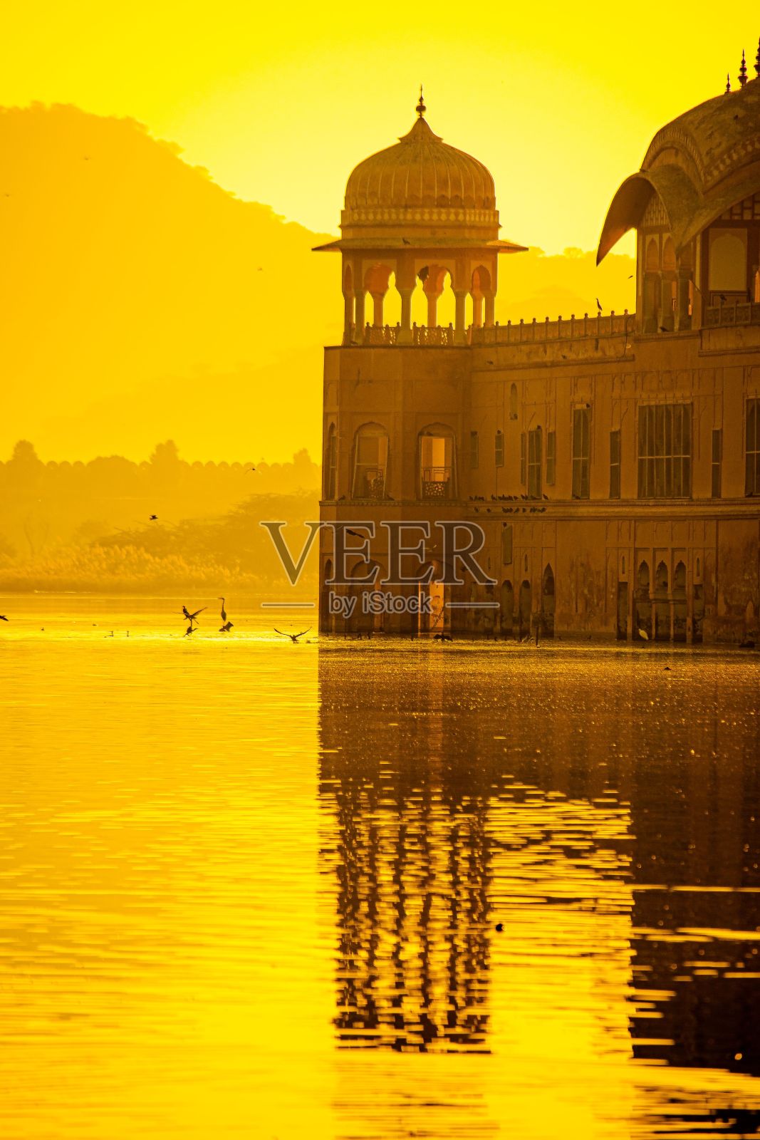 斋浦尔Jal Mahal宫殿的鸟瞰图照片摄影图片