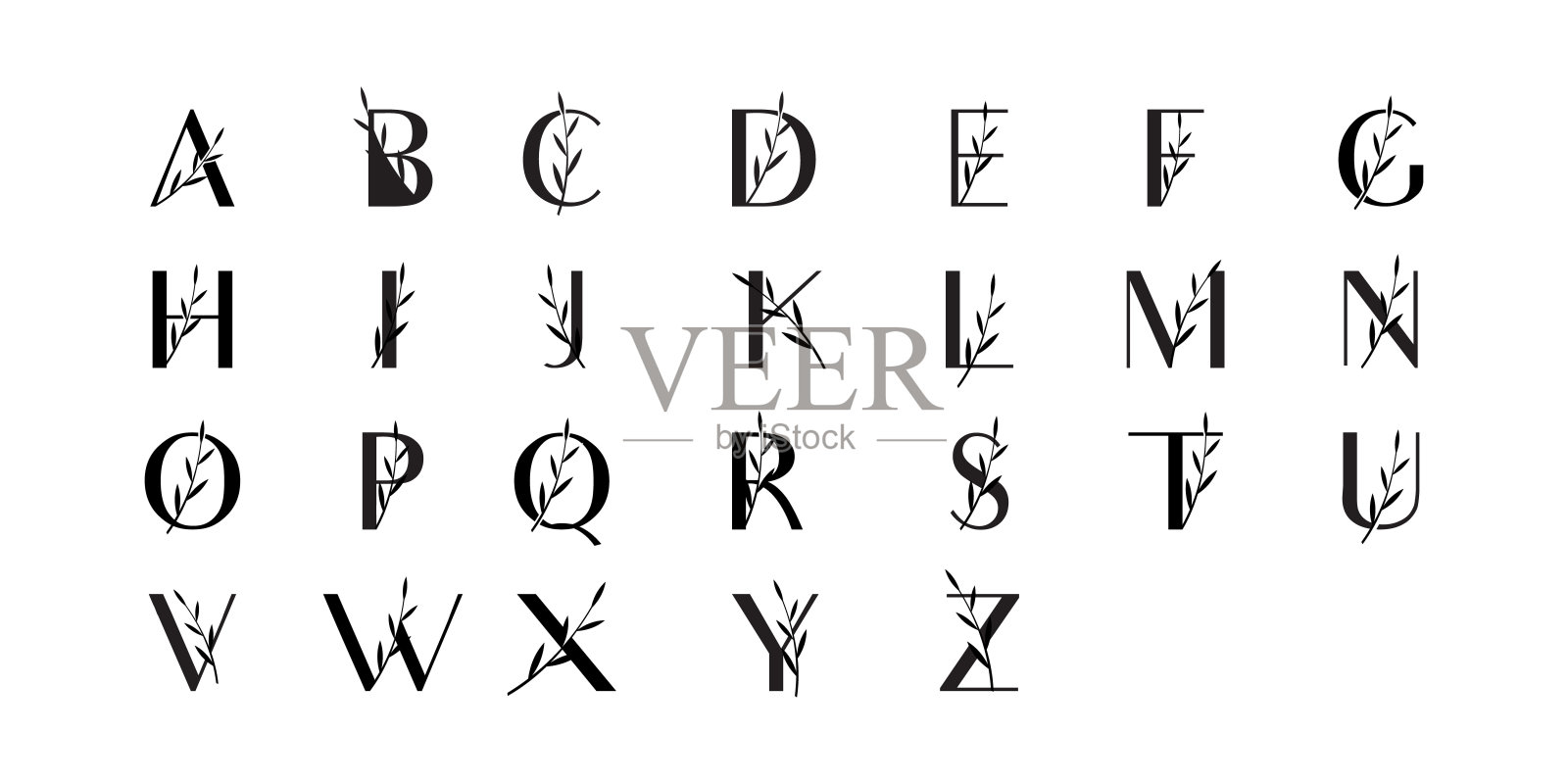 抽象初始a-z的集合。字母组合标志设计设计元素图片