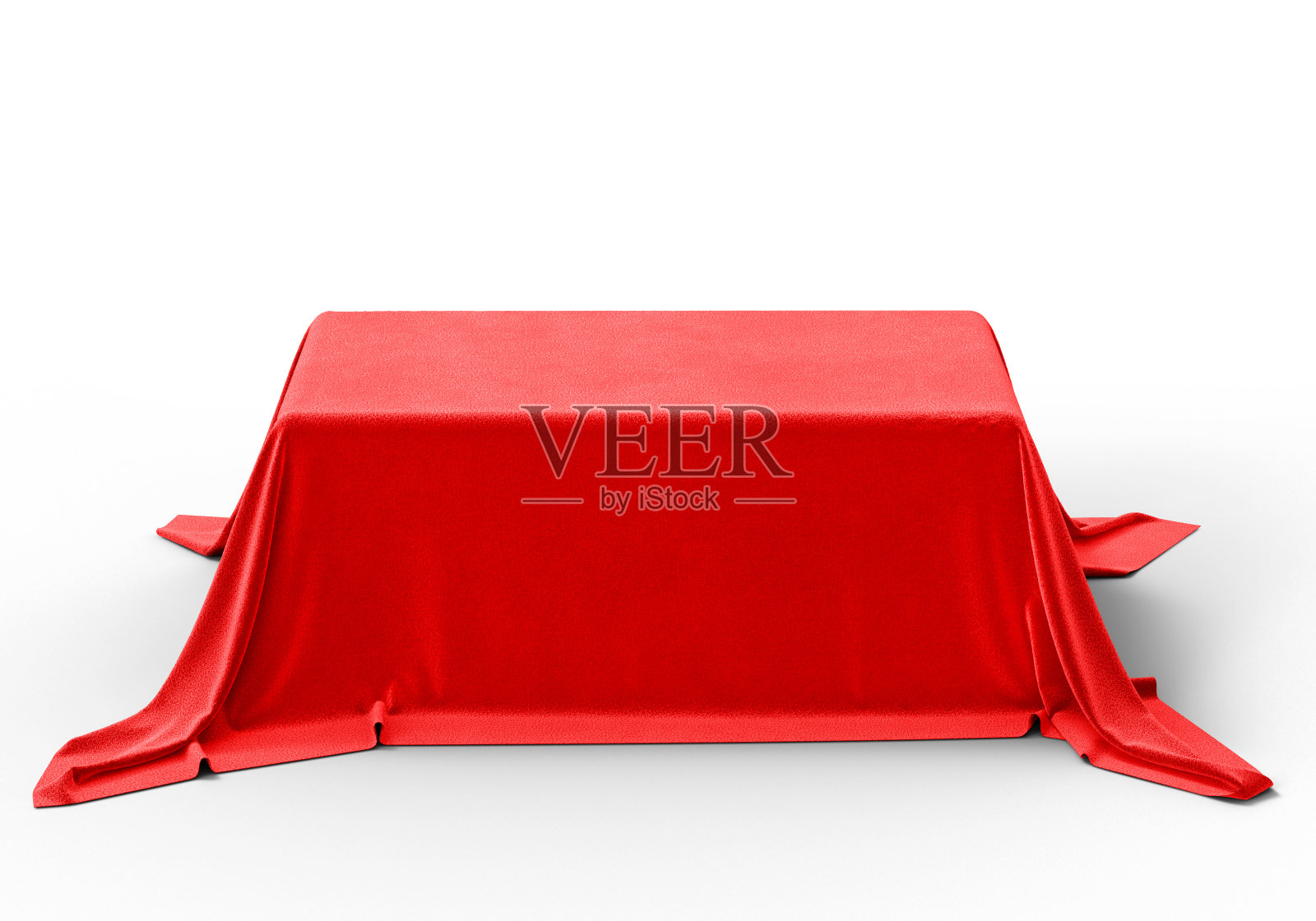 奢侈的红色织物在白色背景上展示基座。演示模拟。3D渲染照片摄影图片