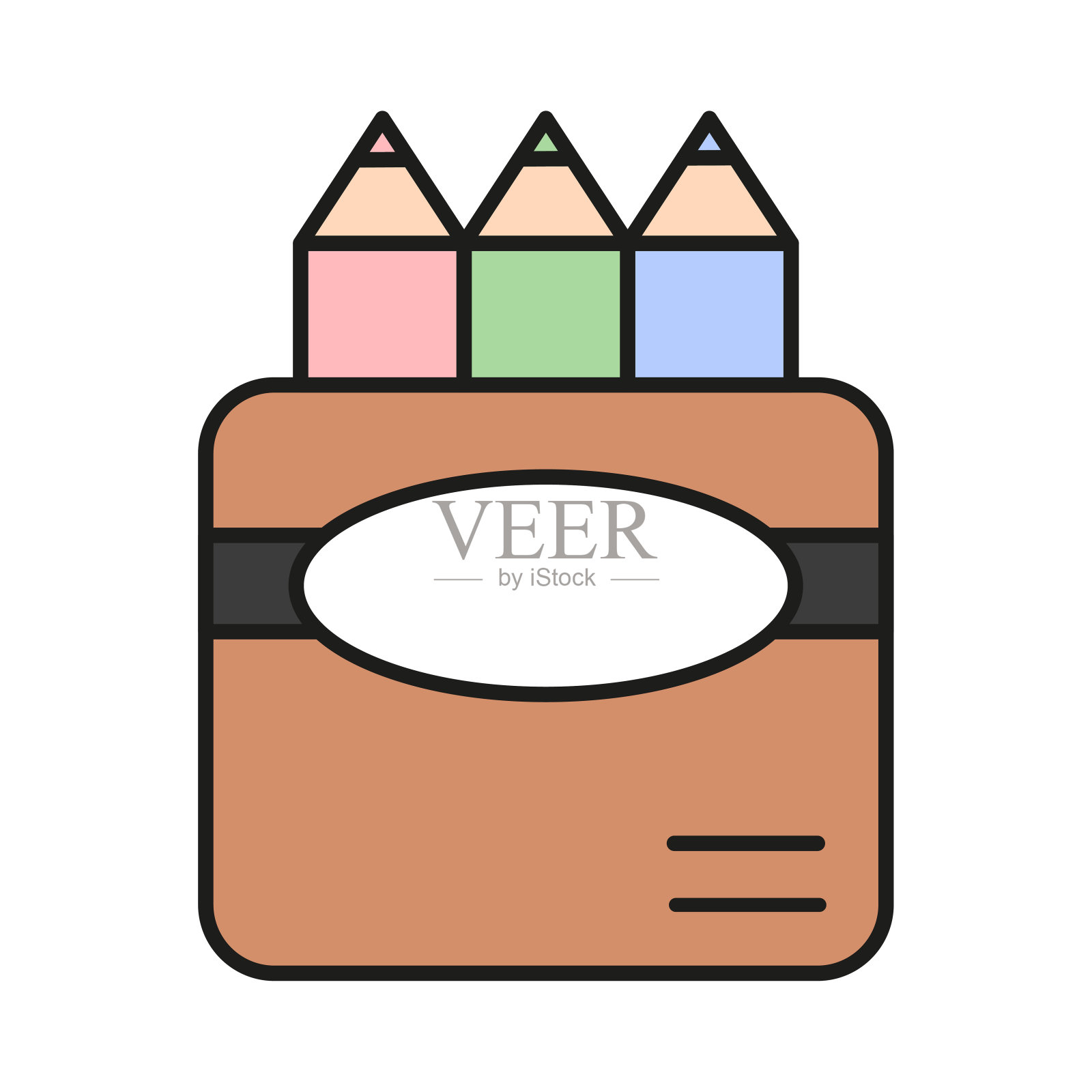 卡通铅笔盒。学校的图标。矢量插图。股票的形象。插画图片素材