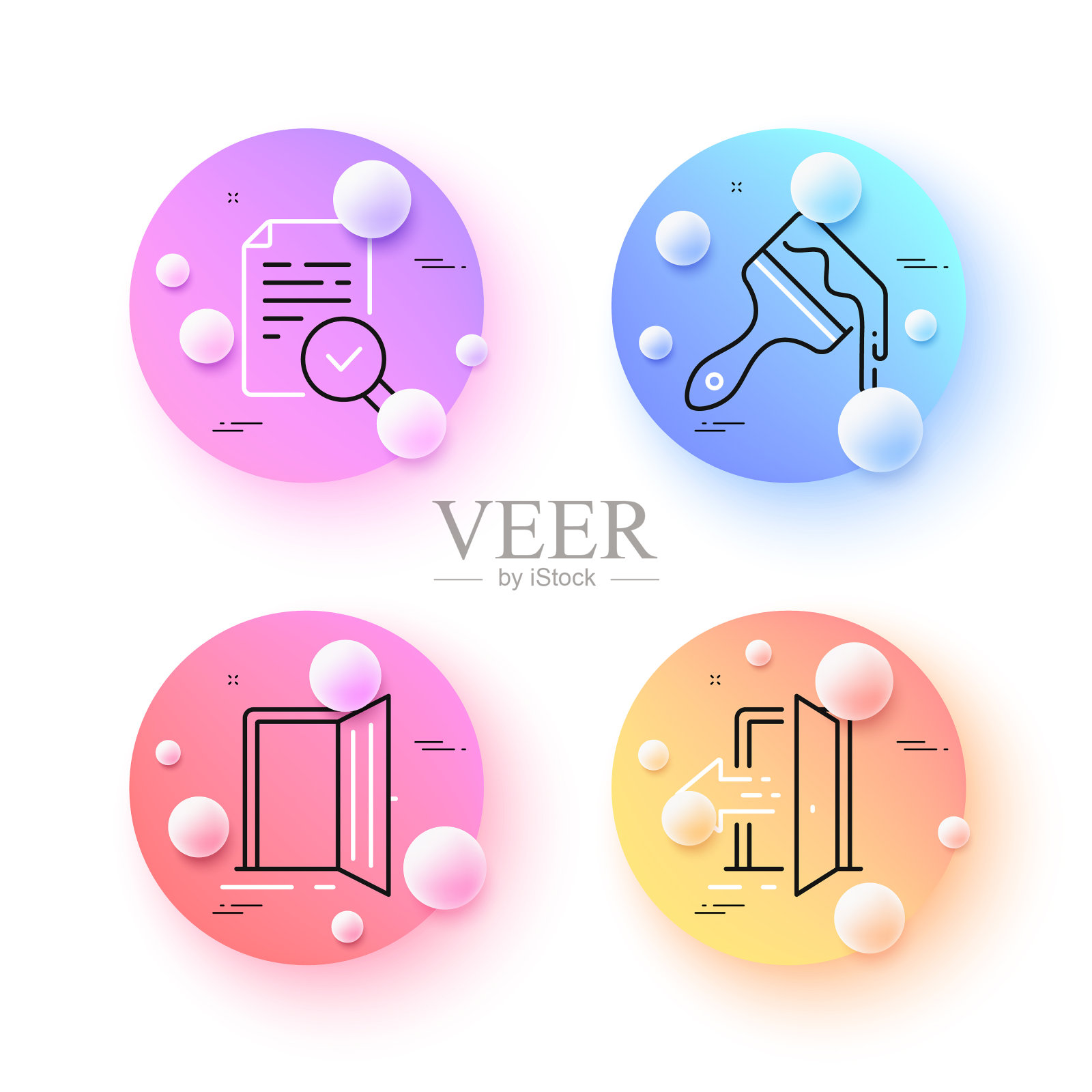 刷入口和检查最小线图标插画图片素材