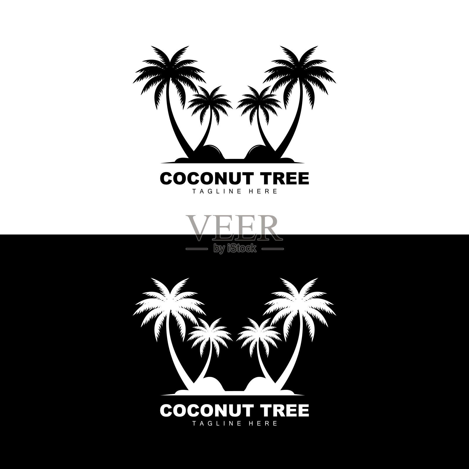 椰子树标志,海洋树矢量,模板设计,产品品牌,海滩旅游对象标志插画图片素材