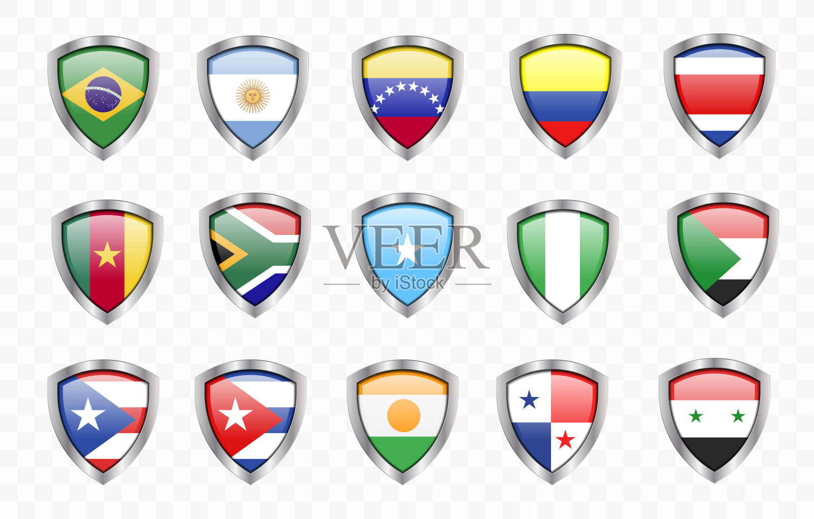 矢量标志在金属盾牌框架银钢金属三维图标标志设计图标素材