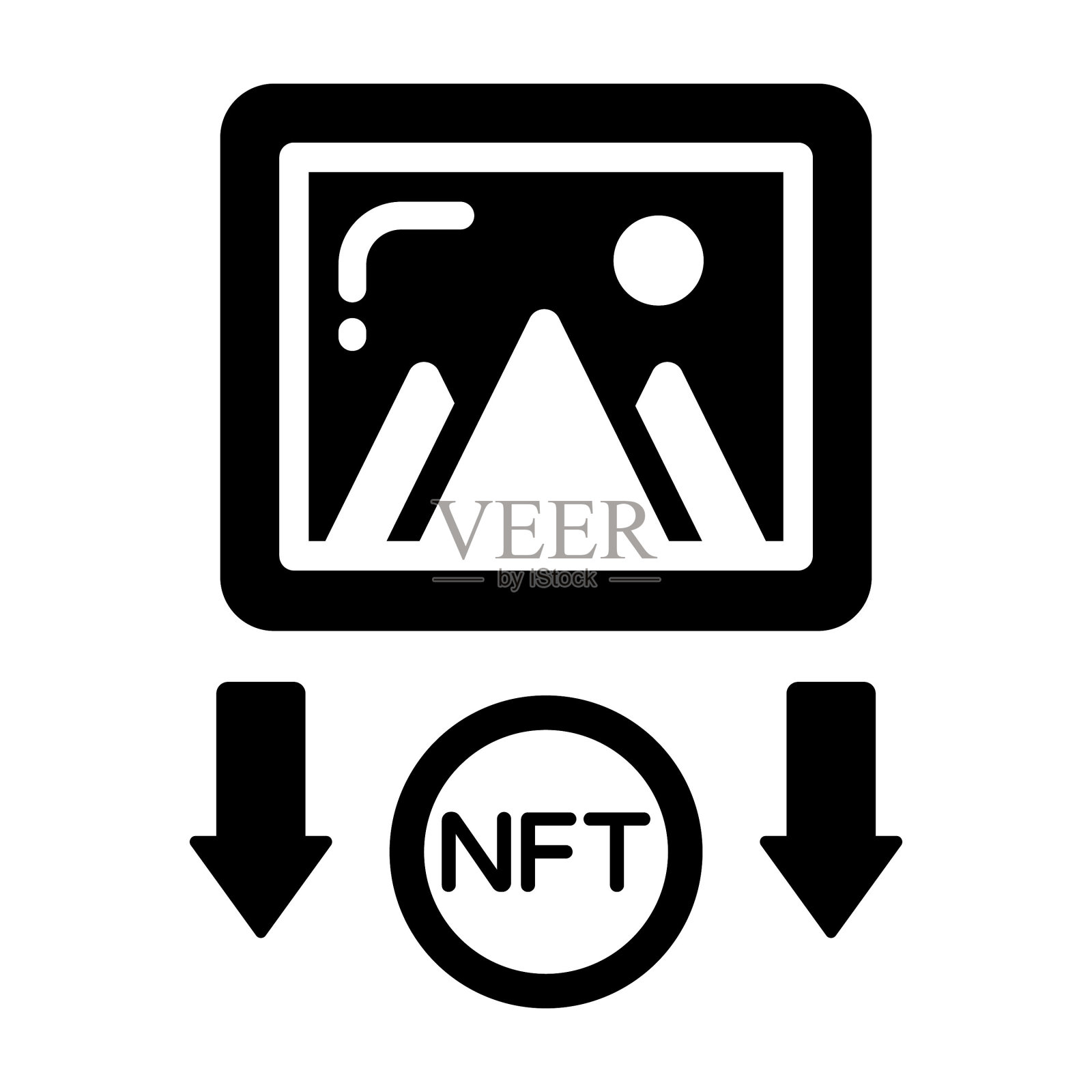 数字艺术图标,不可替代的代币,数字技术。插画图片素材