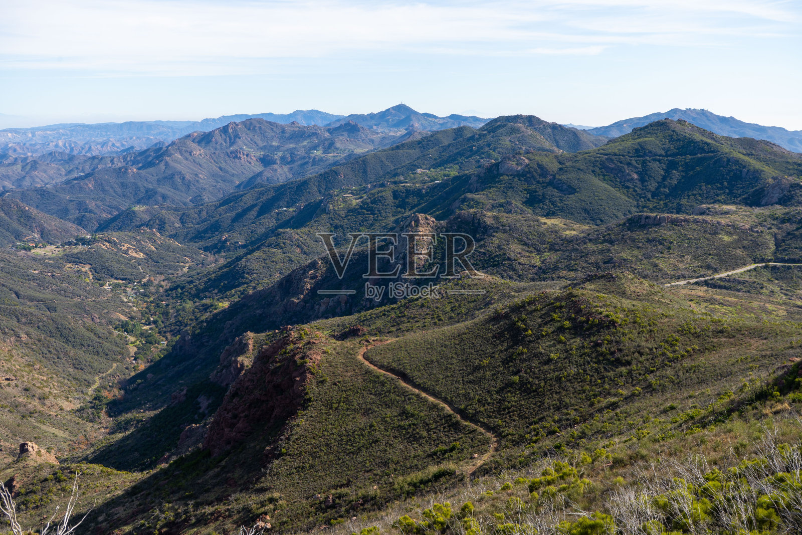 沙岩峰和圣莫尼卡山脉景观照片摄影图片