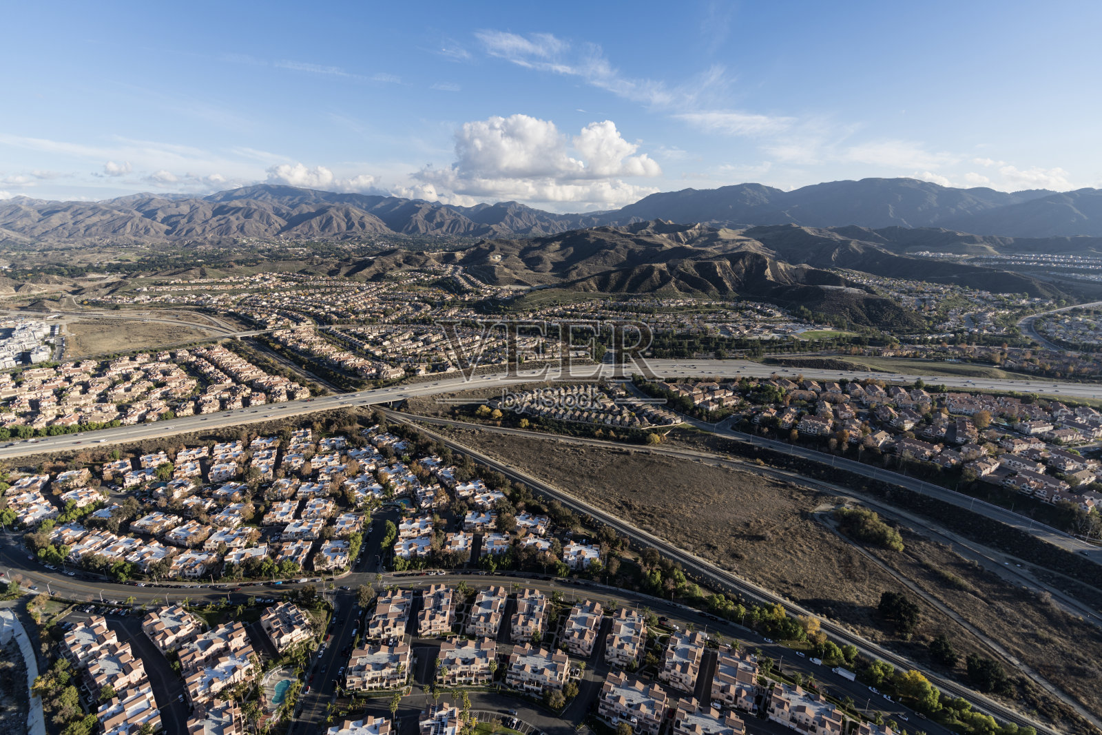 圣塔克拉利塔山谷南加州航拍照片摄影图片