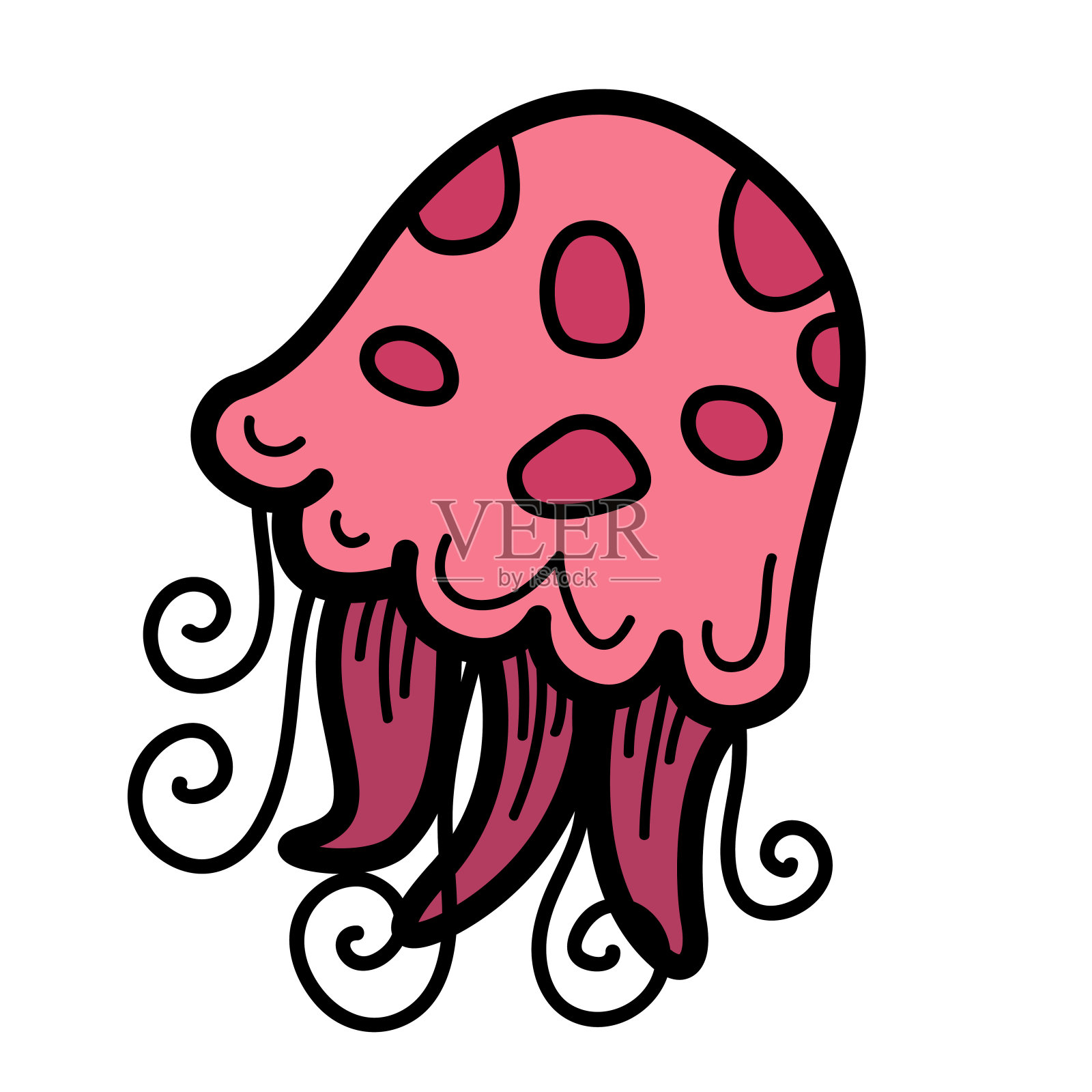 手绘水母人物插画图片素材