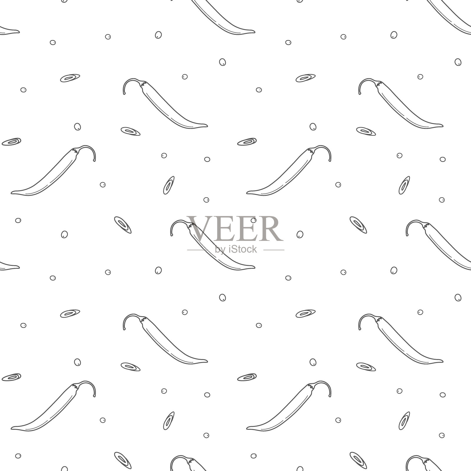 无穷无尽的辣椒片和胡椒粒。拉丁美洲美食。轮廓图插画图片素材