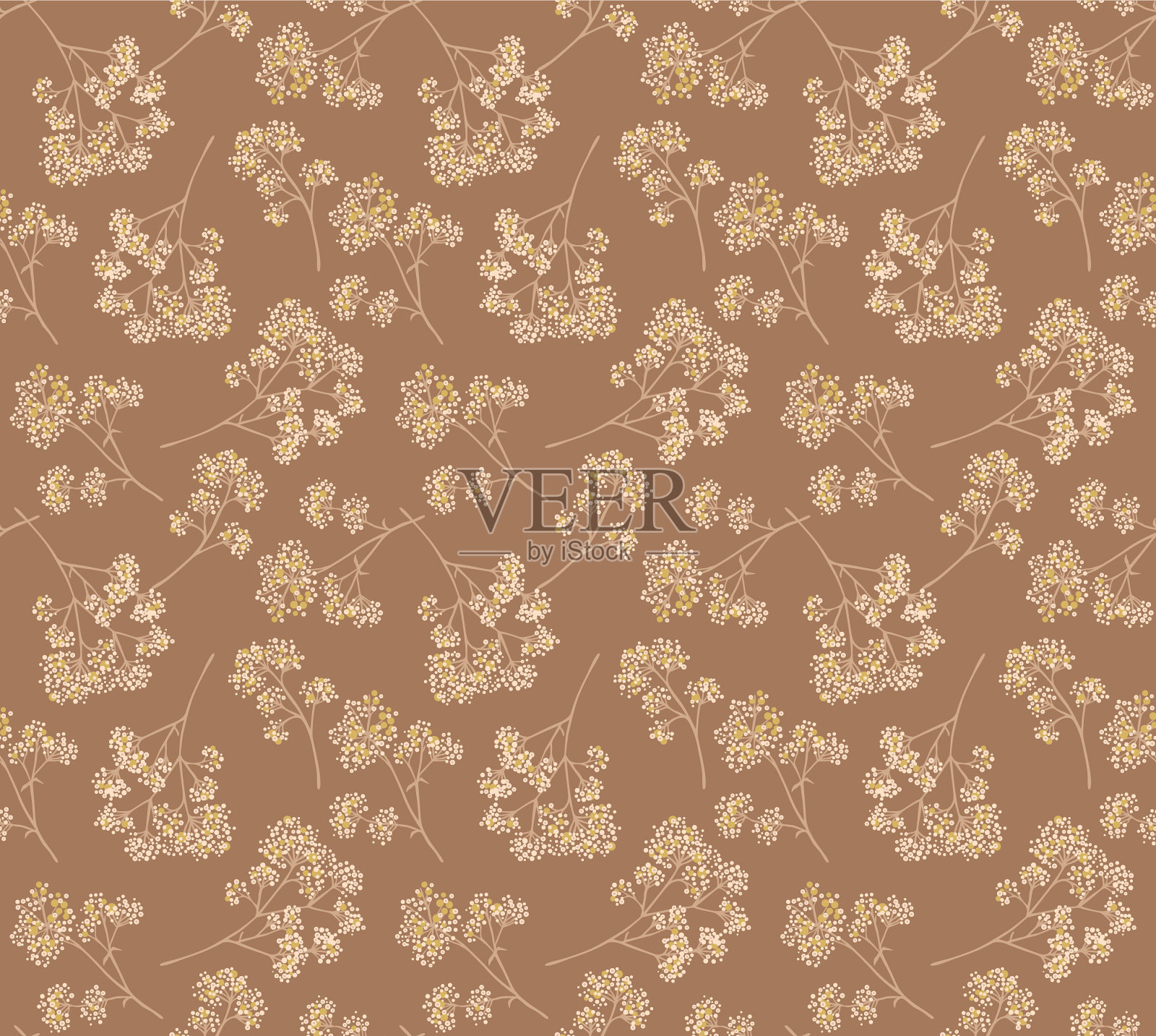 日本吉卜草花束矢量无缝模式插画图片素材