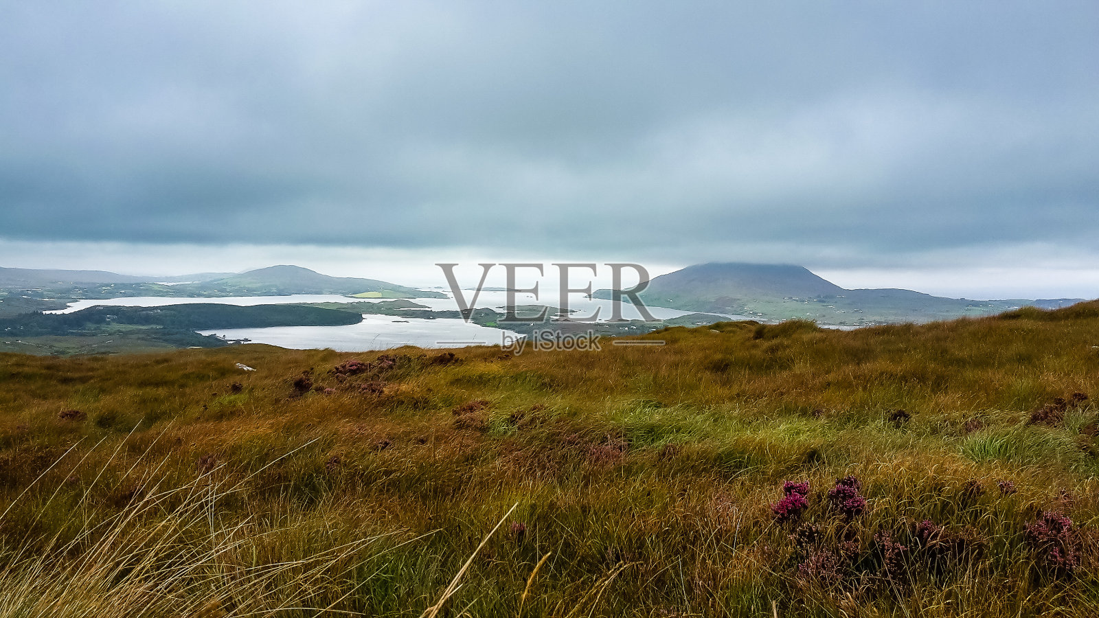 鸟瞰爱尔兰威克洛县被绿色覆盖的山丘照片摄影图片
