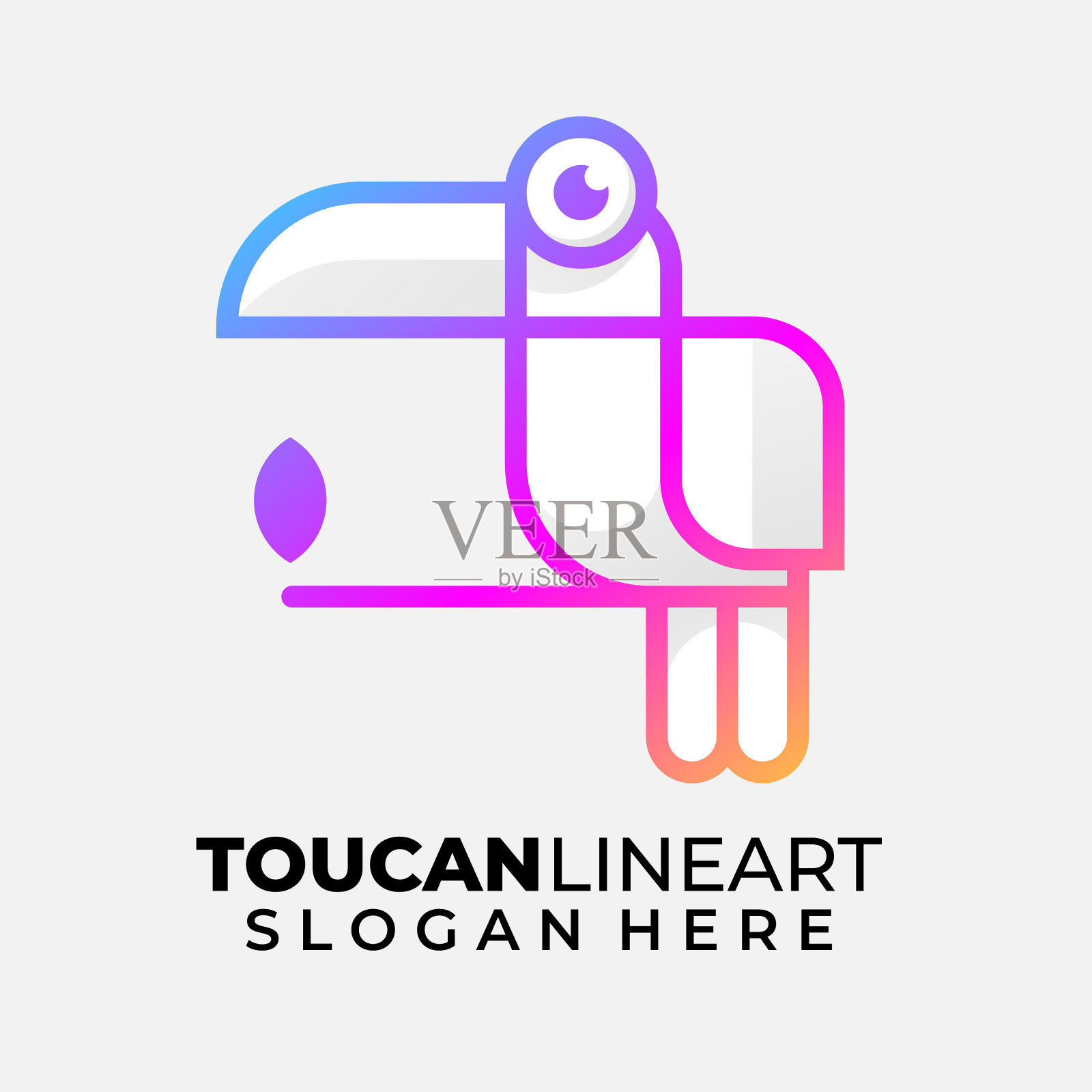 巨嘴鸟线条艺术标志渐变颜色插画图片素材