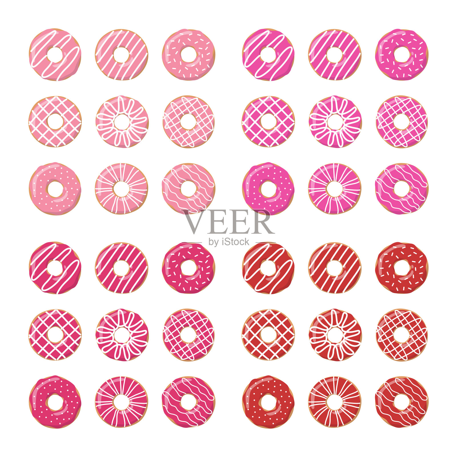 白色背景上孤立的甜甜圈插画图片素材